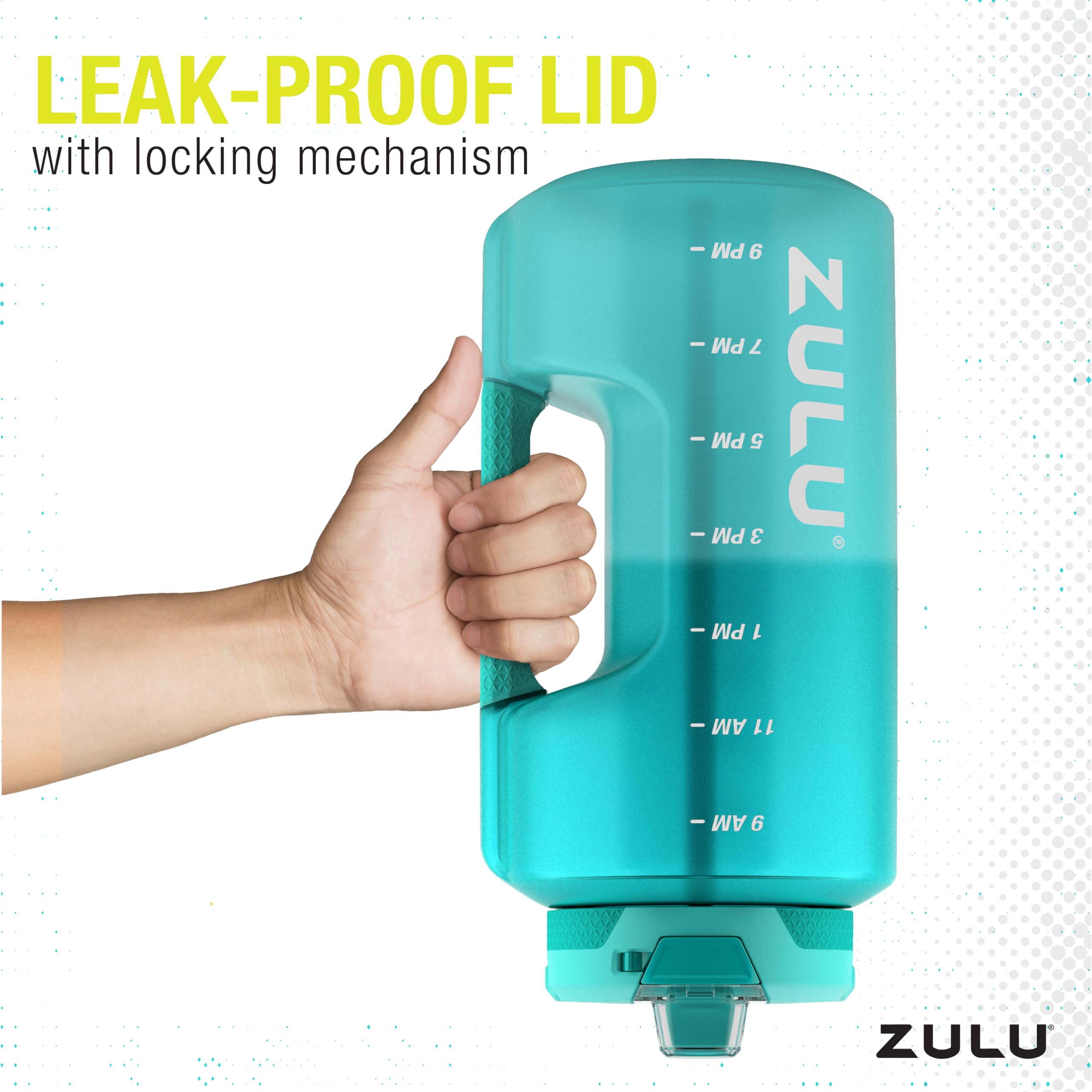 Zulu Goals Gallon 128Oz Large Water Bottle Jug With Time Marker & Handle For All Day Hydration | Silicone Soft Straw With Lockin