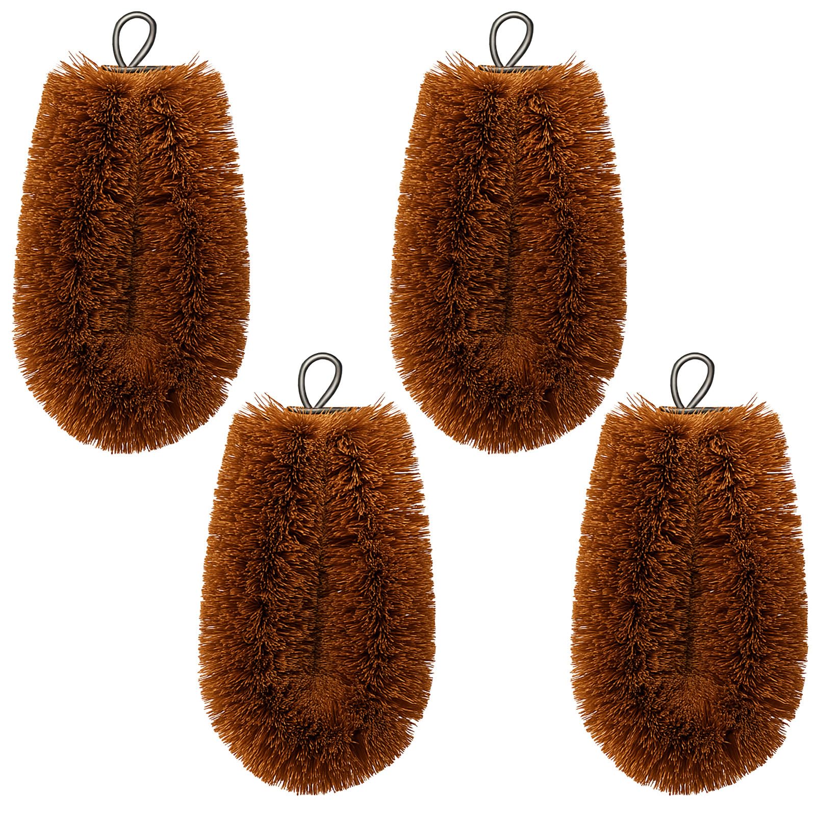 Sawysine 4 Pcs Tawashi 100% Natural Coconut Coir Fiber Brush, Vegetable Scrub Brush Heads Ideal for Fruit Veggie Scrub Wash, Kit