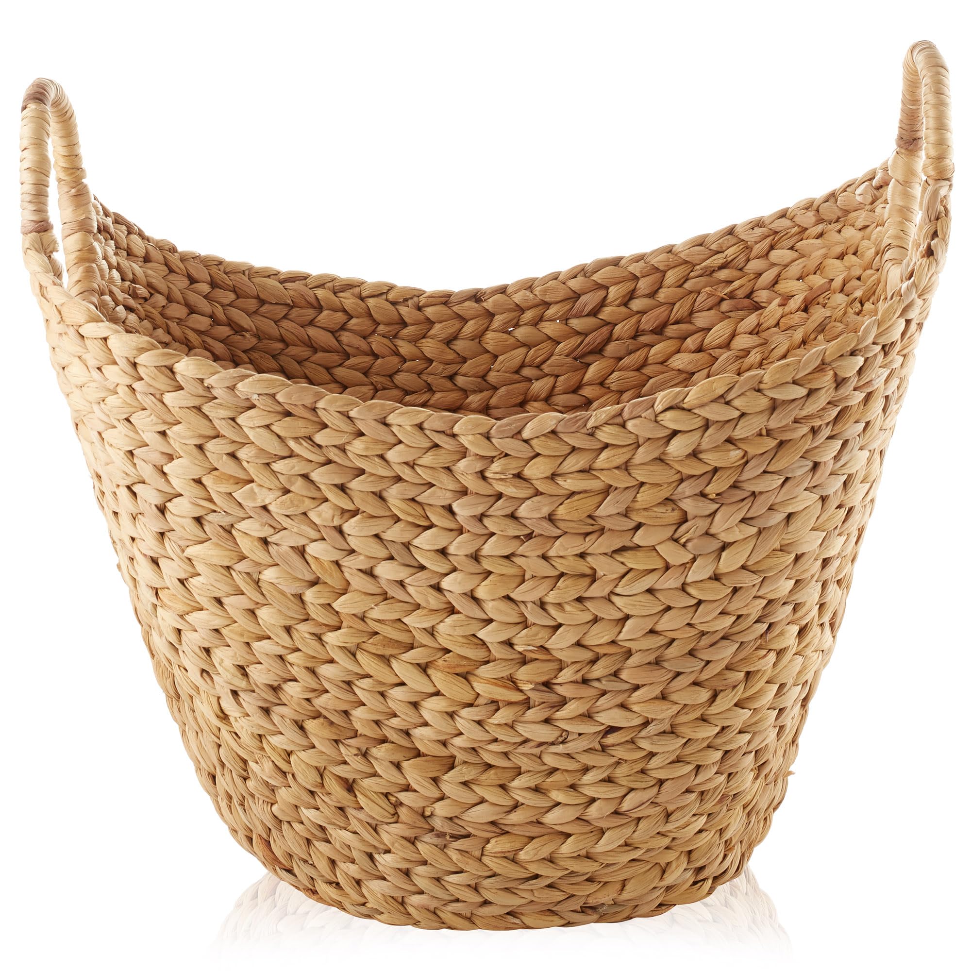 Casafield Large Laundry Boat Basket With Handles - Natural, Woven Water Hyacinth Multipurpose Storage Organizer For Throw Blanke
