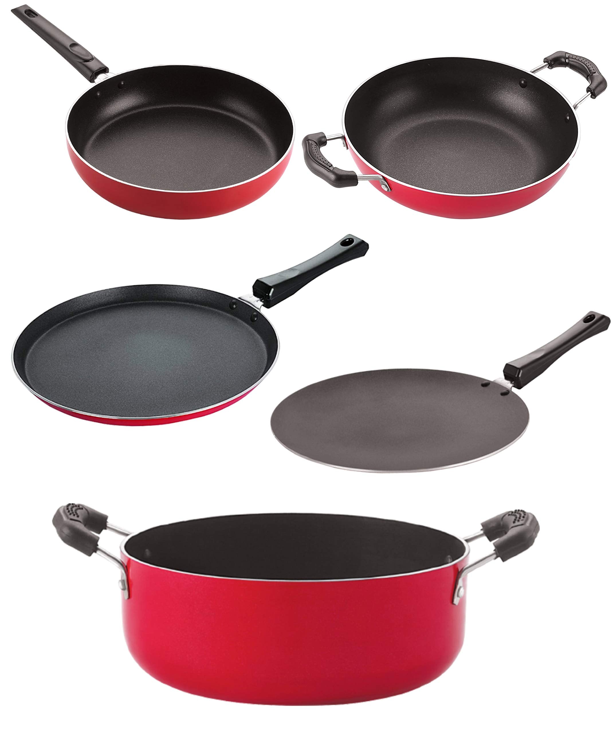 Nirlon Non Stick Cookware Kitchen Cooking Essential Gift Set Of 5 Pieces (2.6Mm_Ct_Fp12_Kd12_Cass22_Ft12)