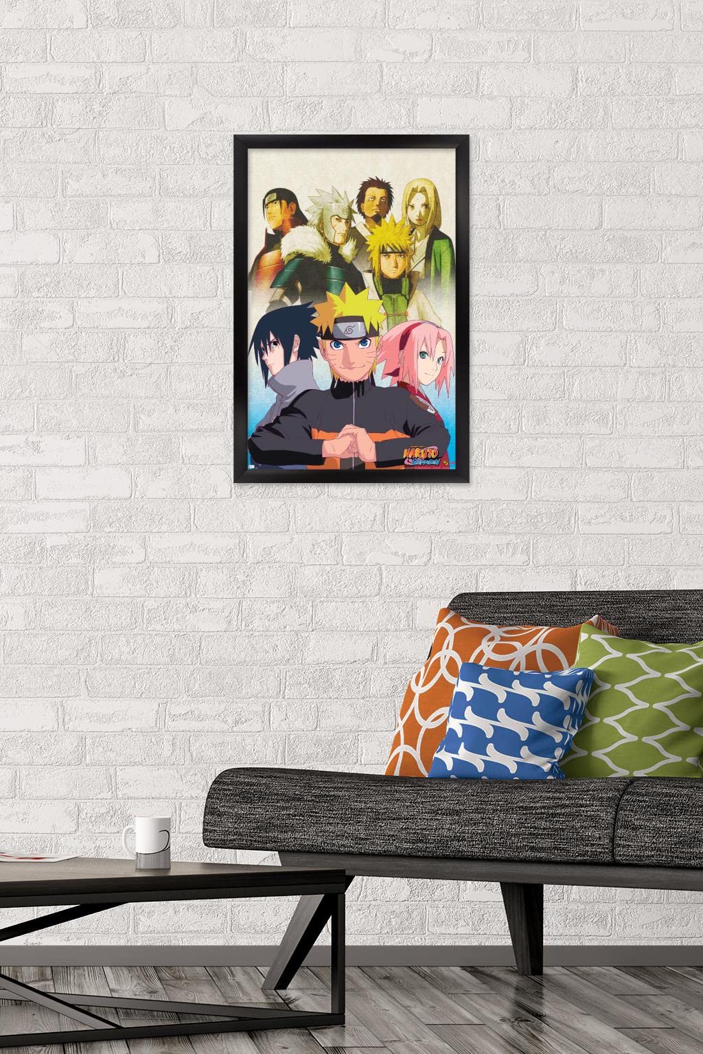 Trends International Naruto Shippuden - Key Art Wall Poster, 14.725'' X 22.375'', Black Framed Version