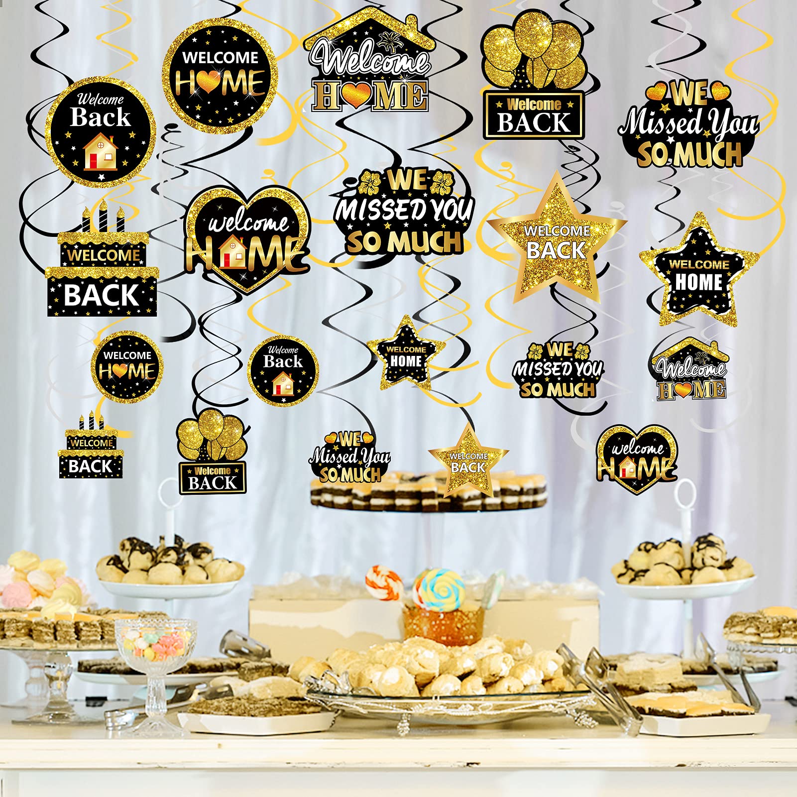 30Pcs Welcome Home Decorations We Missed you Hanging Swirls Decor  Welcome Back Home Hanging Ceiling Party Supplies  Homecoming Return Party Backdrop