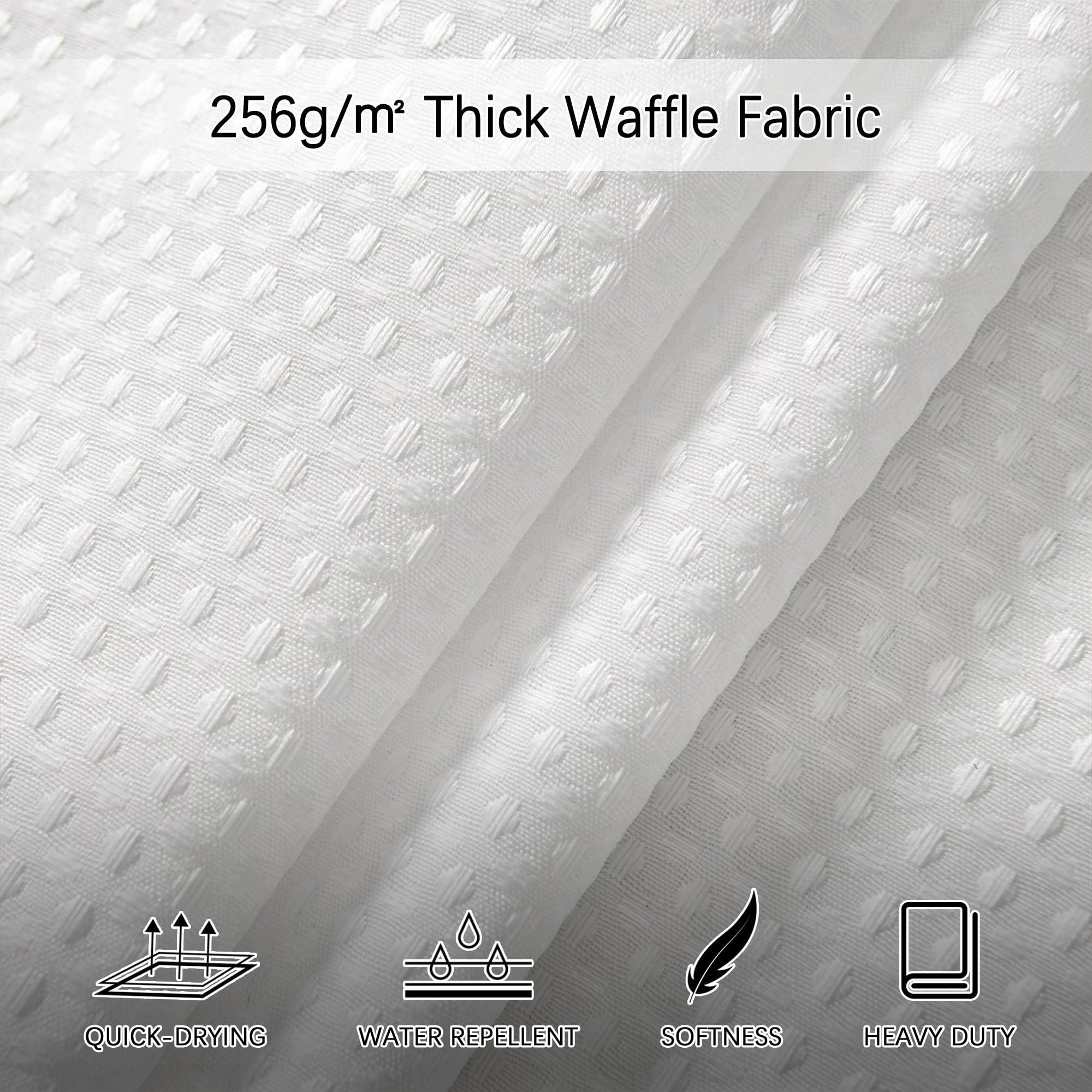 Pangsinne White Shower Curtain For Bathroom 84 Inches Long, Waffle Textured Heavy Duty Extra Long Shower Curtains, Waterproof 25