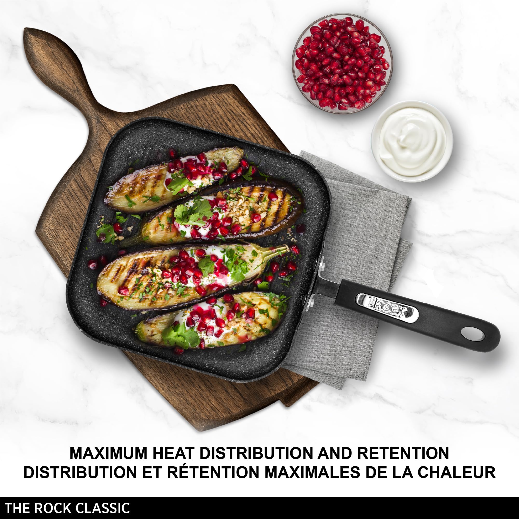 Starfrit The Rock 25Cm (10) Non-Stick Grill Pan - Durable Forged Aluminium - Oven Safe - Pfoa Free - Easy To Clean - Black