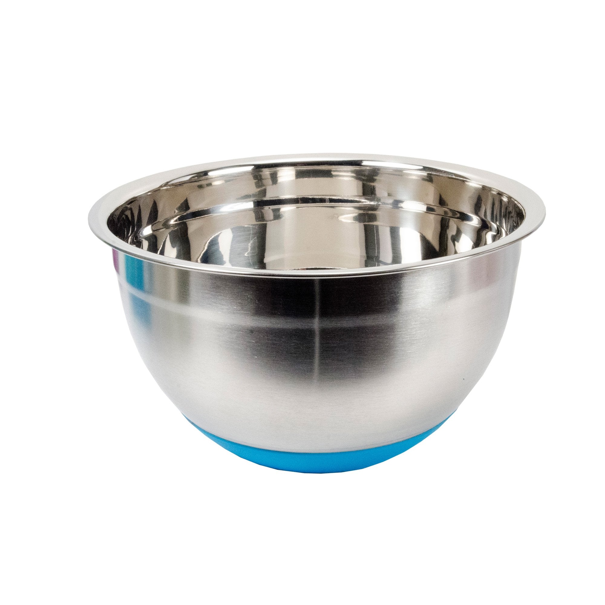 Luciano Housewares Stainless Steel Non-Slip Silicone Bottom Gourmet Mixing Bowl, 8.75 X 8.75 Inches, Blue
