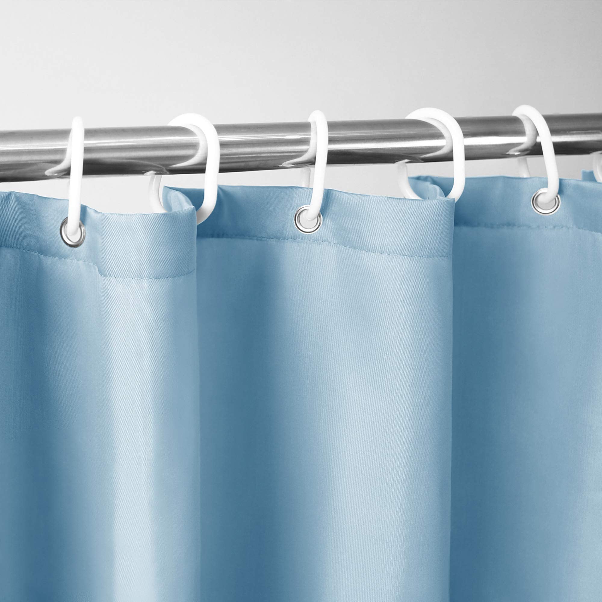 Aoohome Shower Curtain Liner, Fabric Bathroom Curtain With Hooks For Hotel, Water Repellent, Blue, 72 Width X 75 Height Inch