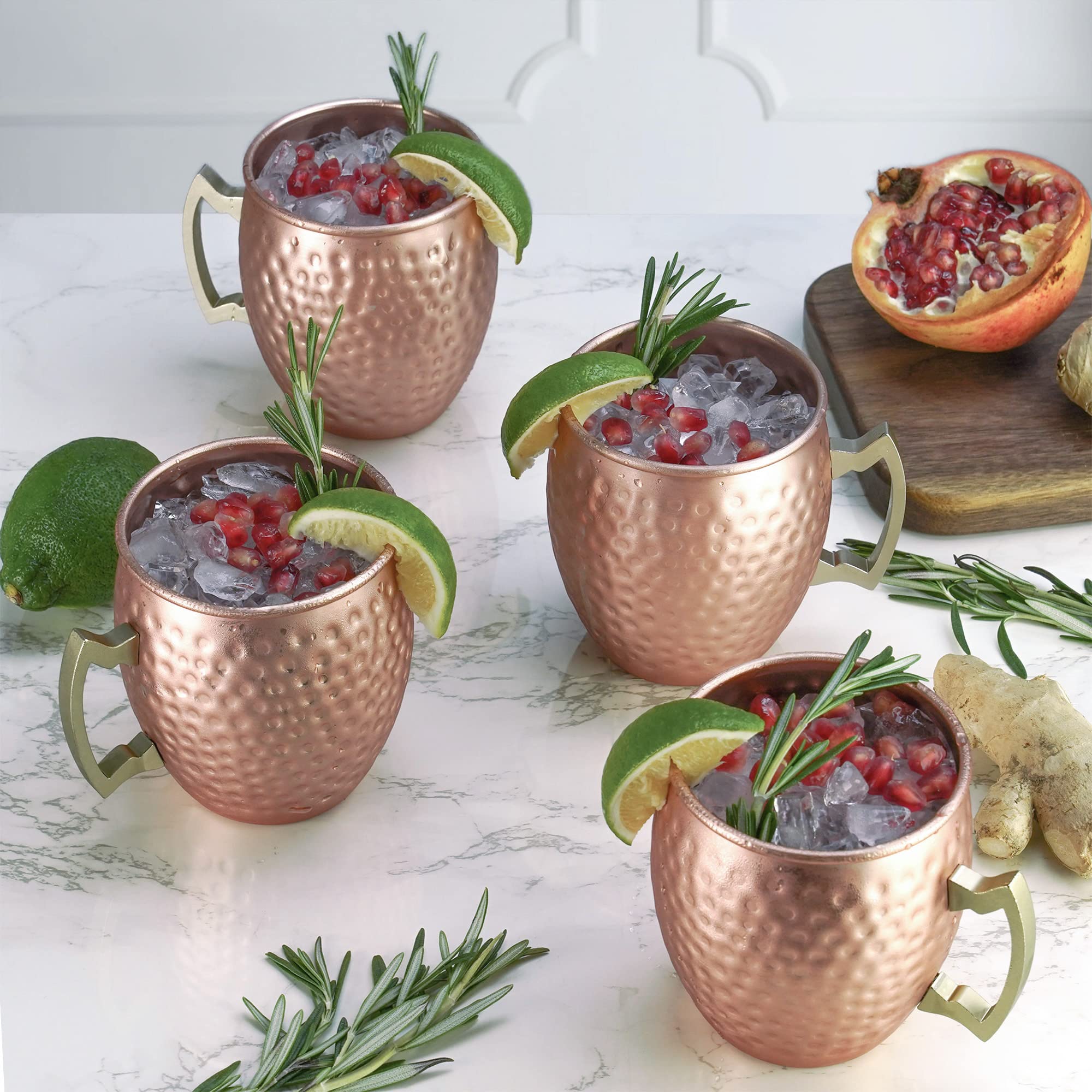 Arora Metal Moscow Mule Copper Color Tumbler, Aluminum 22Oz Cup, Set Of 4