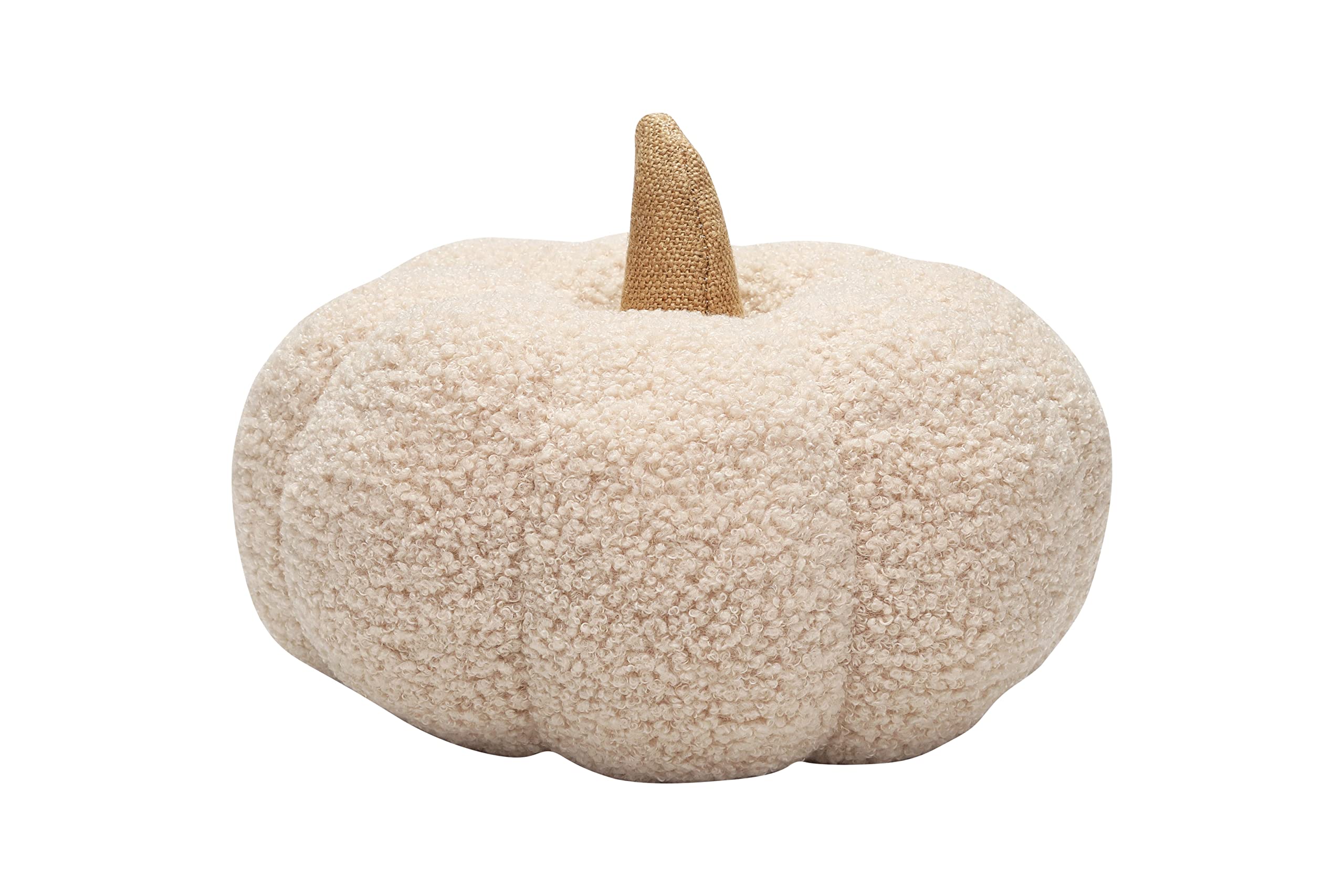 Pearhead Sherpa Pumpkin, Plush Stuffed Halloween Home Decorations, Modern Fall Home Decor, 6.5 x 9, Cream