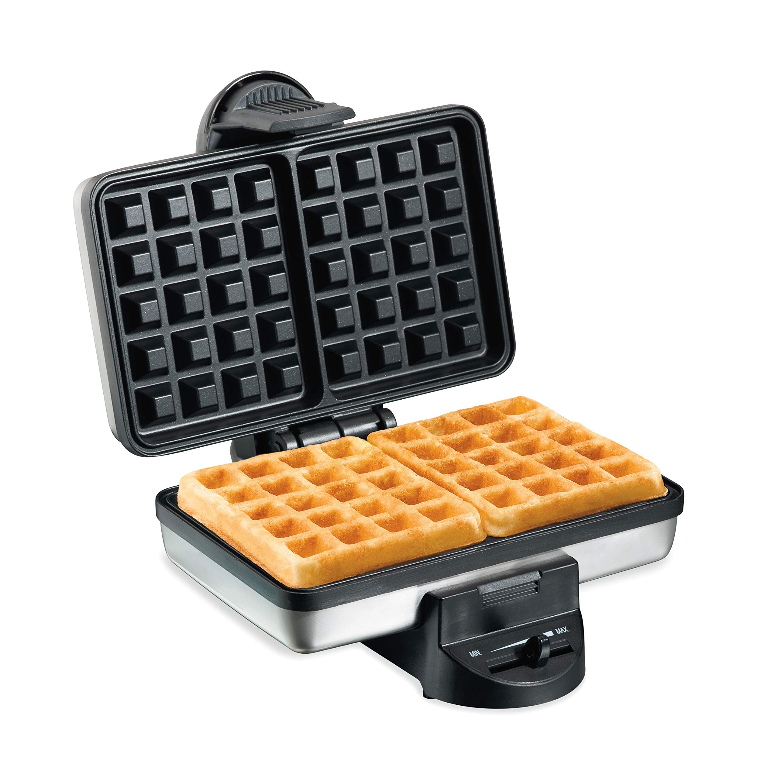 Hamilton Beach Belgian Mini Waffle Maker With Shade Control, Makes 2 At Once, Create Personalized Keto Chaffles And Hash Browns,