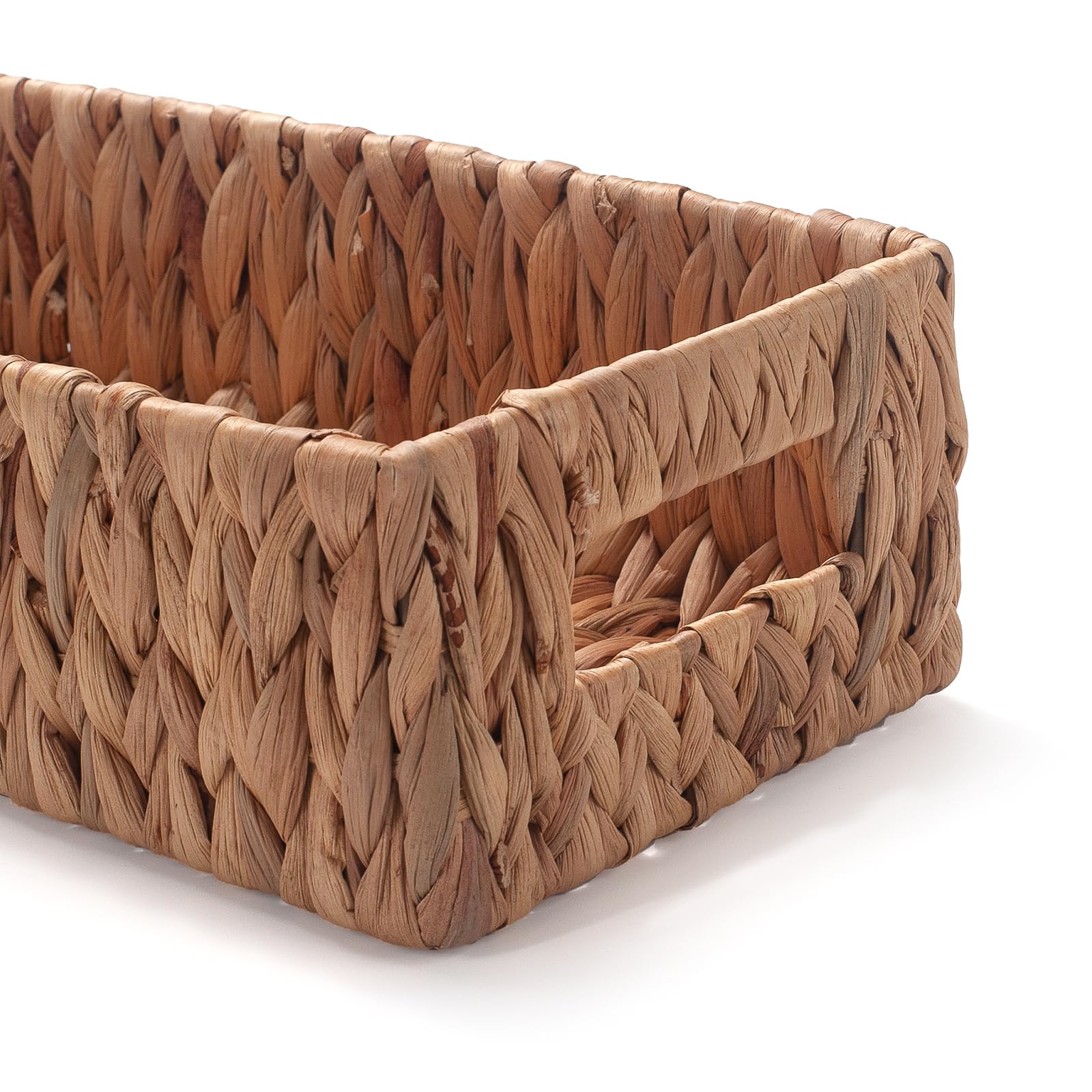 Toilet Paper Basket for Back of Toilet Water Hyacinth Long Narrow Wicker Bathroom Storage Basket with Built-in Handles 14.2 x 6.