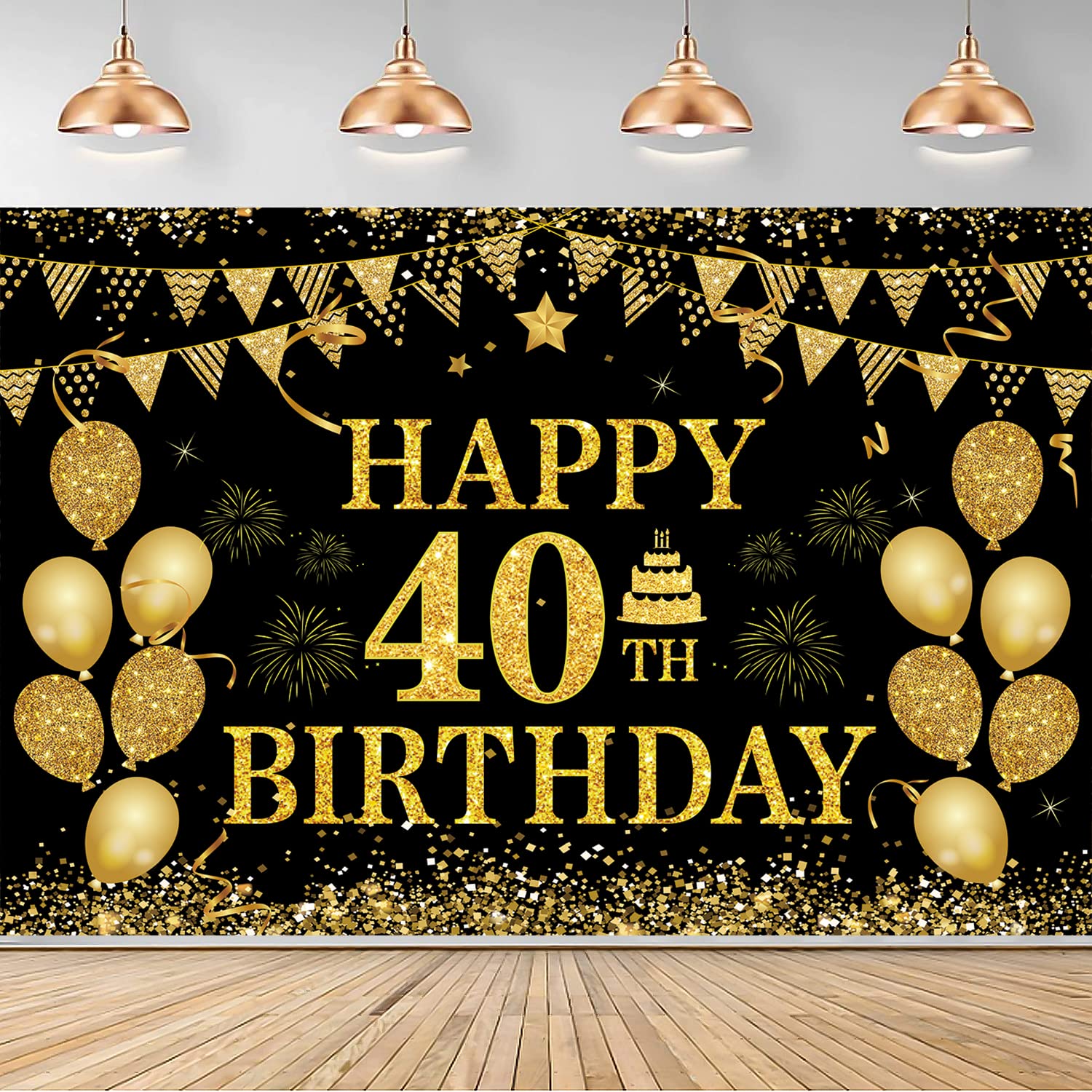 40Th Birthday Decorations For Men Women - Happy 40Th Birthday Banner Decorations Cheers To 40 Years Birthday Party Suppiles Blac
