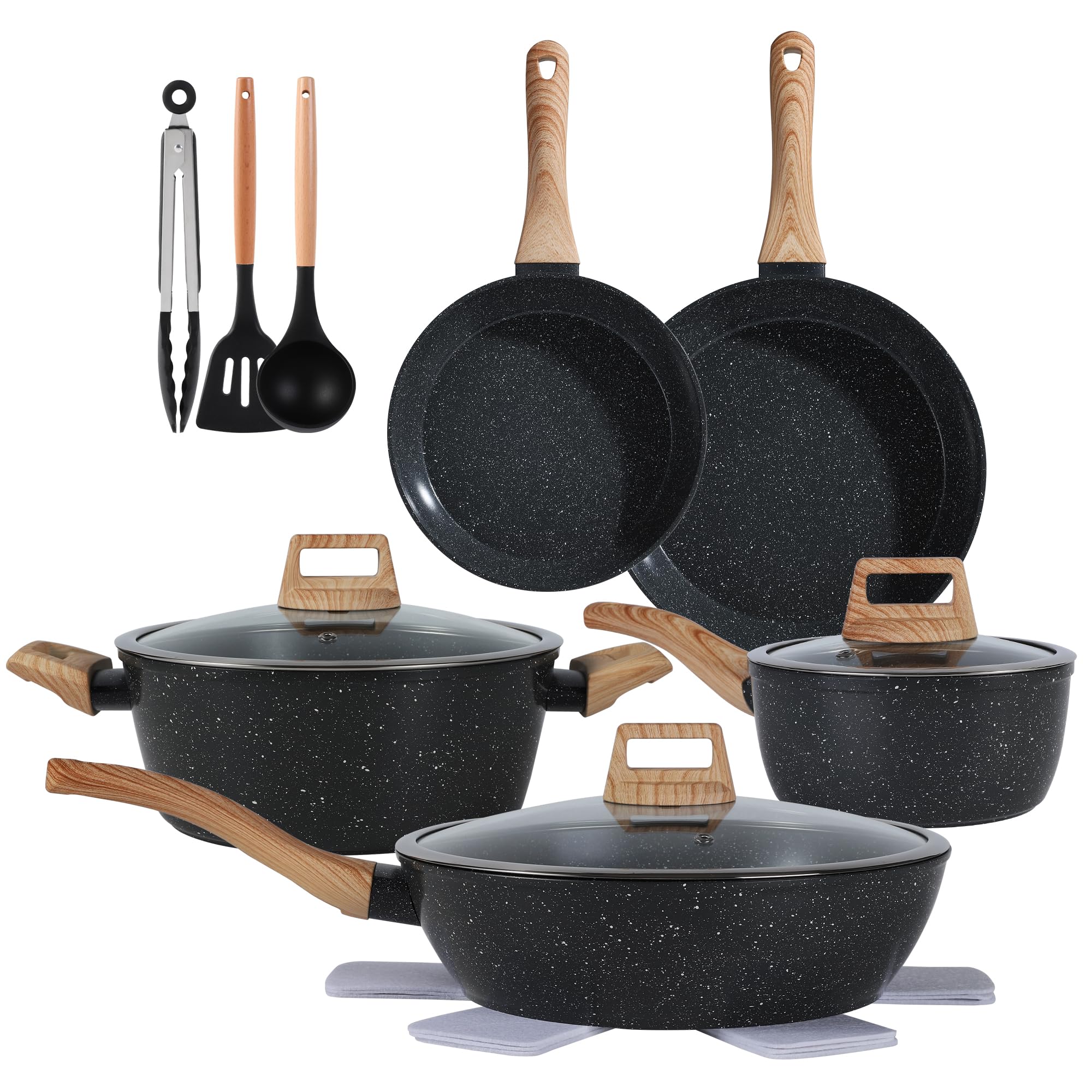Ceramic Cookware Sets 15Pcs Pots And Pans Set Non Stick