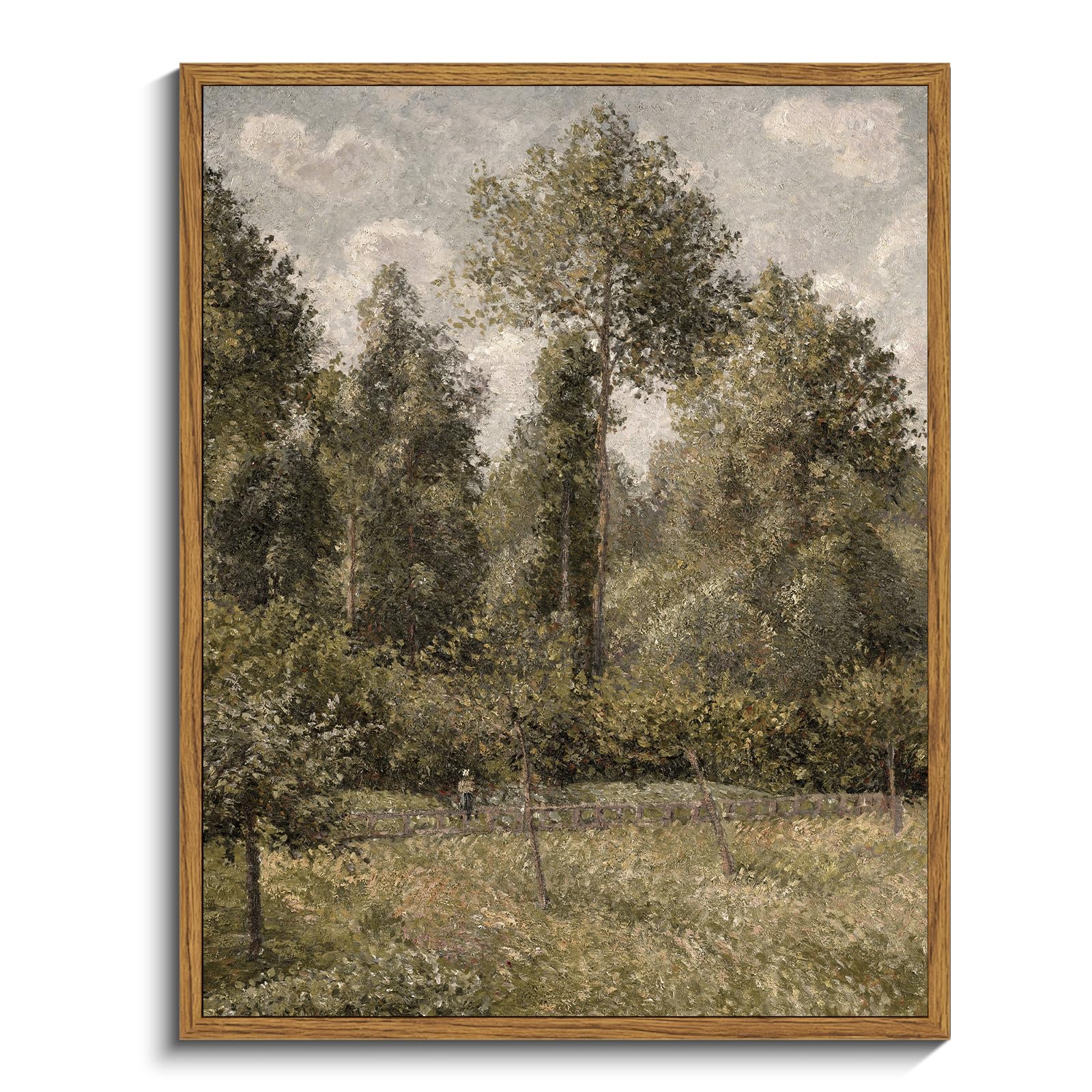 Insimsea Framed Canvas Prints Art Vintage Decor, Farmhouse Wall Art, Poplars Oil Pantings Wall Pictures, Nature Rustic Scenery L