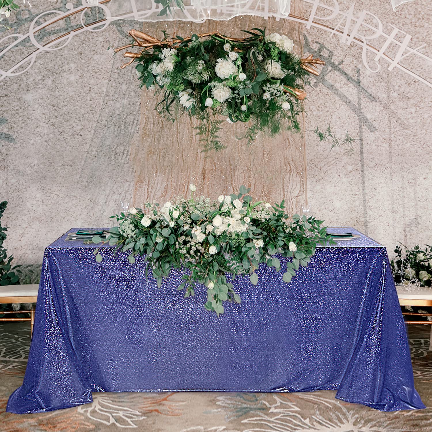 Fitable Sequin Tablecloth for Parties 60x102 Inch - Sparkle Glitter Table Cloth Laser Rectangle Overlay for Wedding Baby Shower 