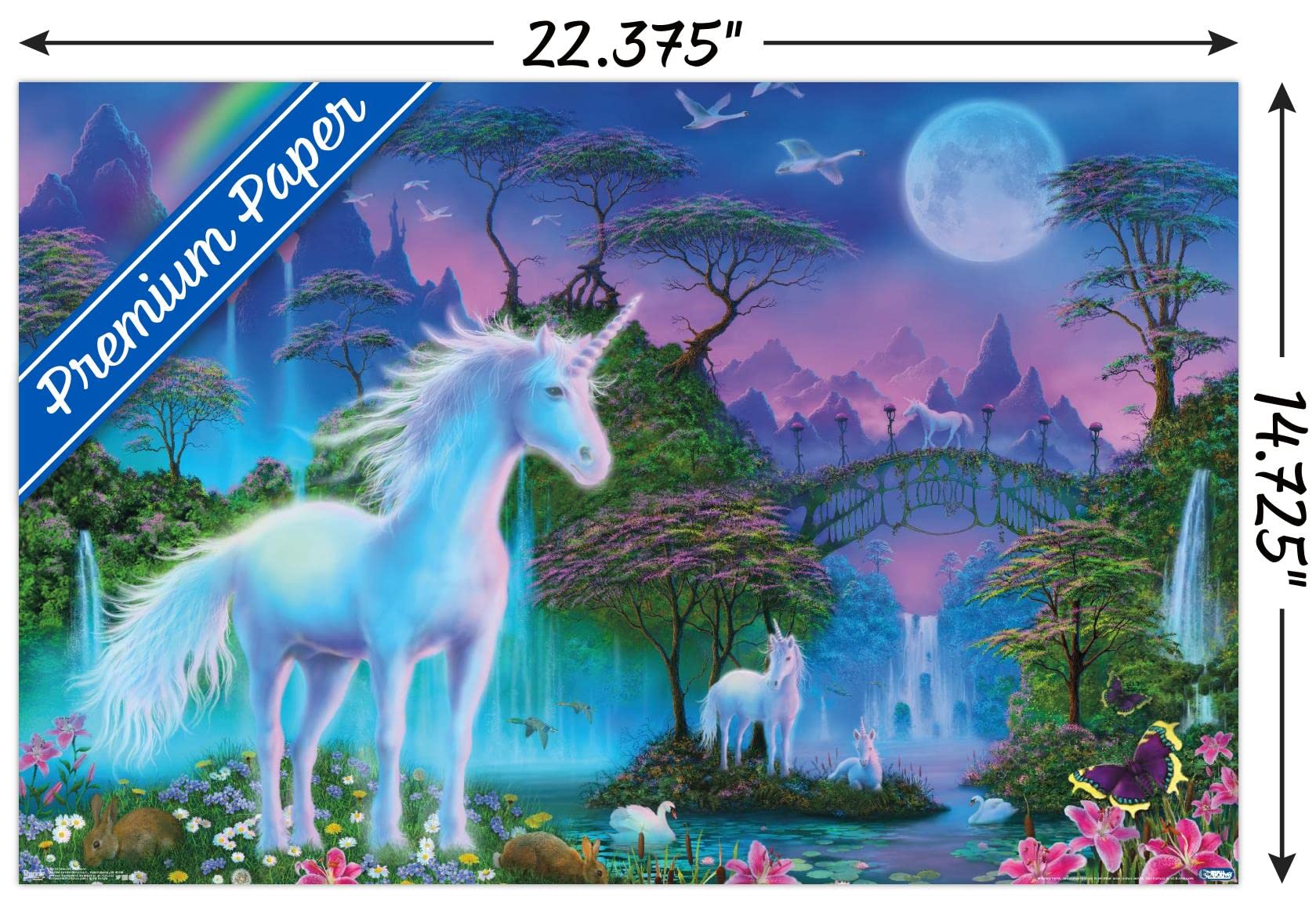 Trends International Unicorn Meadow Wall Poster, 14.725'' X 22.375'', Premium Unframed Version