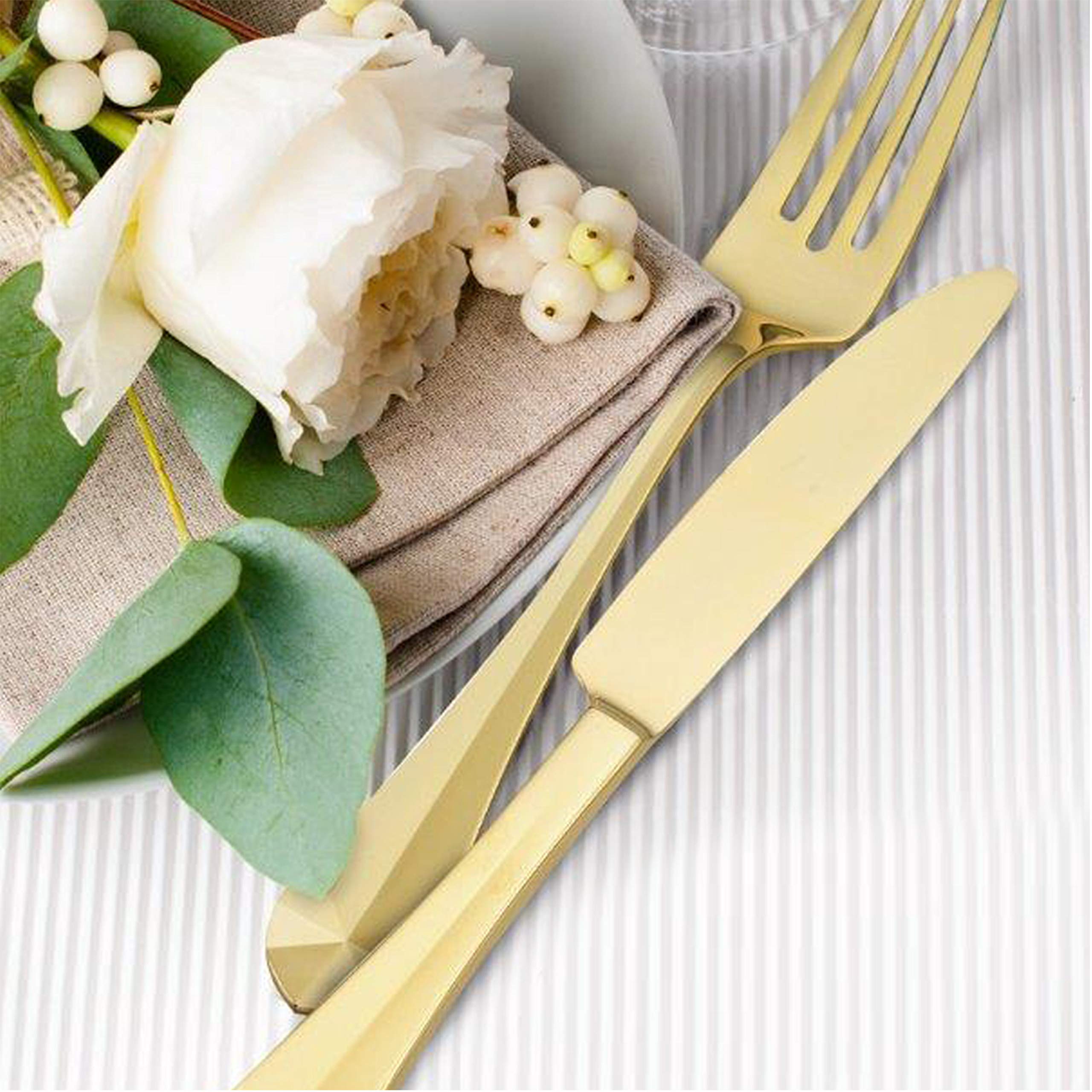 Hampton Forge Beechwood Gold-20 Flatware Set, Service For 4, Forged, 18/10, 24Kt, 20-Piece, Silver And Gold