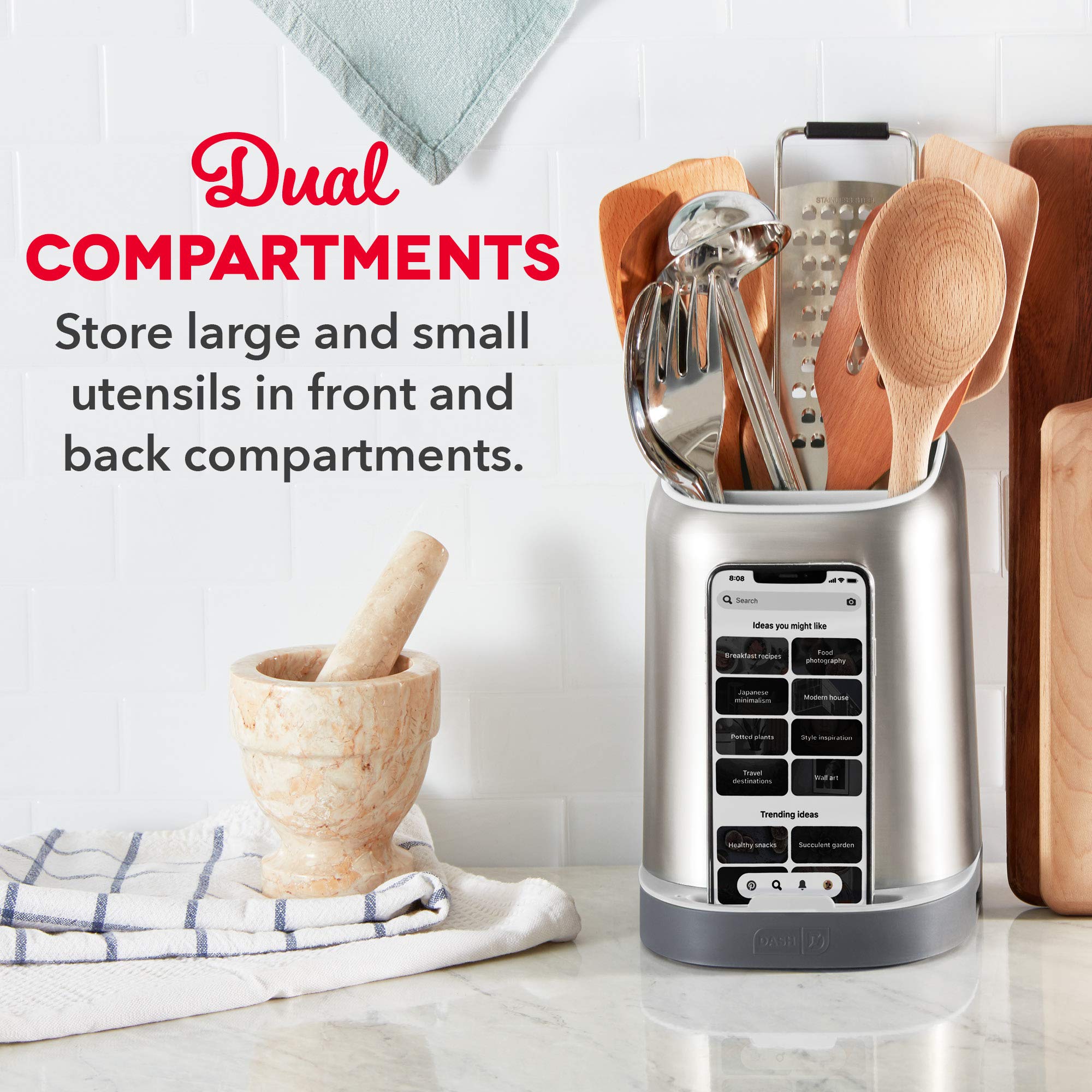 Dash Smartstore Kitchen Utensil Holder With Smartphone Compatibility, For Spatulas, Can Openers, Ladles, Whisks And More, Multi-