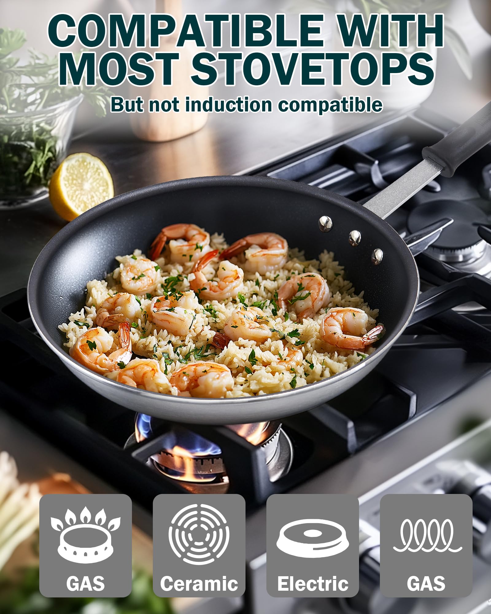 Cooks Standard Nonstick Frying Pan 10-Inch, Heavy Duty Skillet Pan, Professional Aluminum Omelette Pan,Metalic
