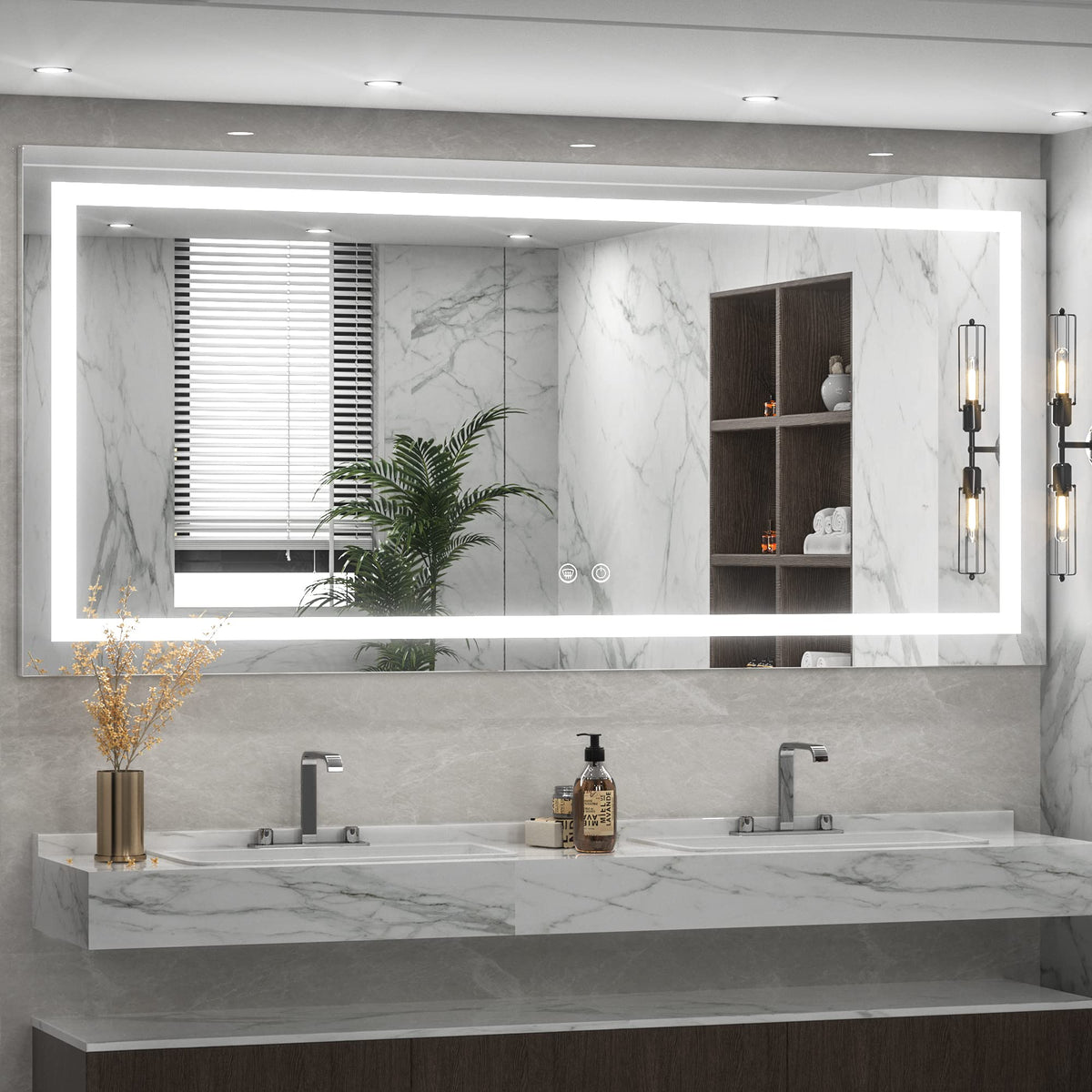 Tetote Led Bathroom Mirror Led Mirror 60 X 28 Bathroom Mirror With Lights Bedroom Led Vanity Mirror Makeup Mirror Dimmable Anti-