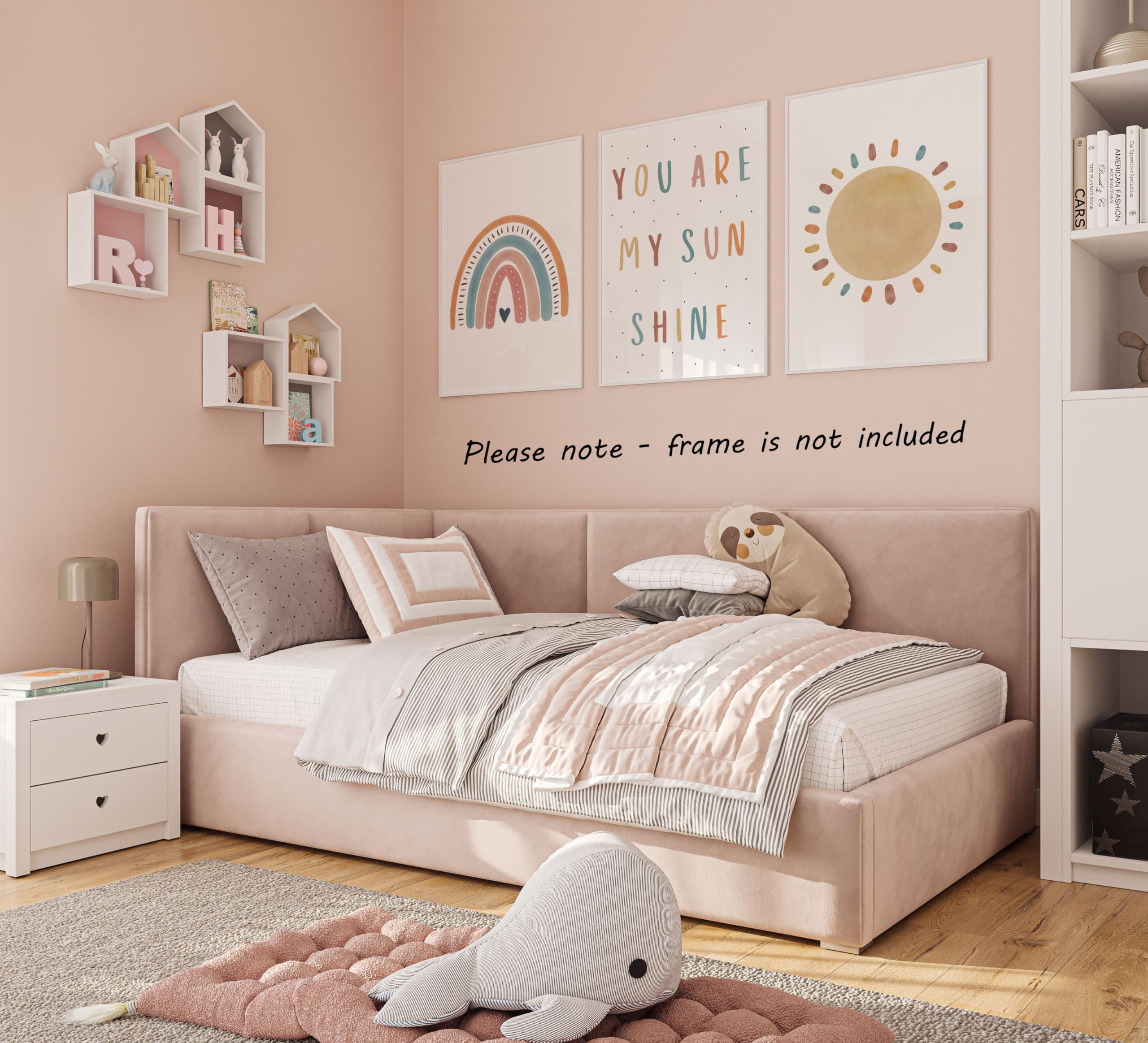You Are My Sunshine Set Of 3 Unframed Poster Prints, Boho Rainbow Sun, Girls Boys Wall Art Home Decor, Playroom Bedroom Nursery,