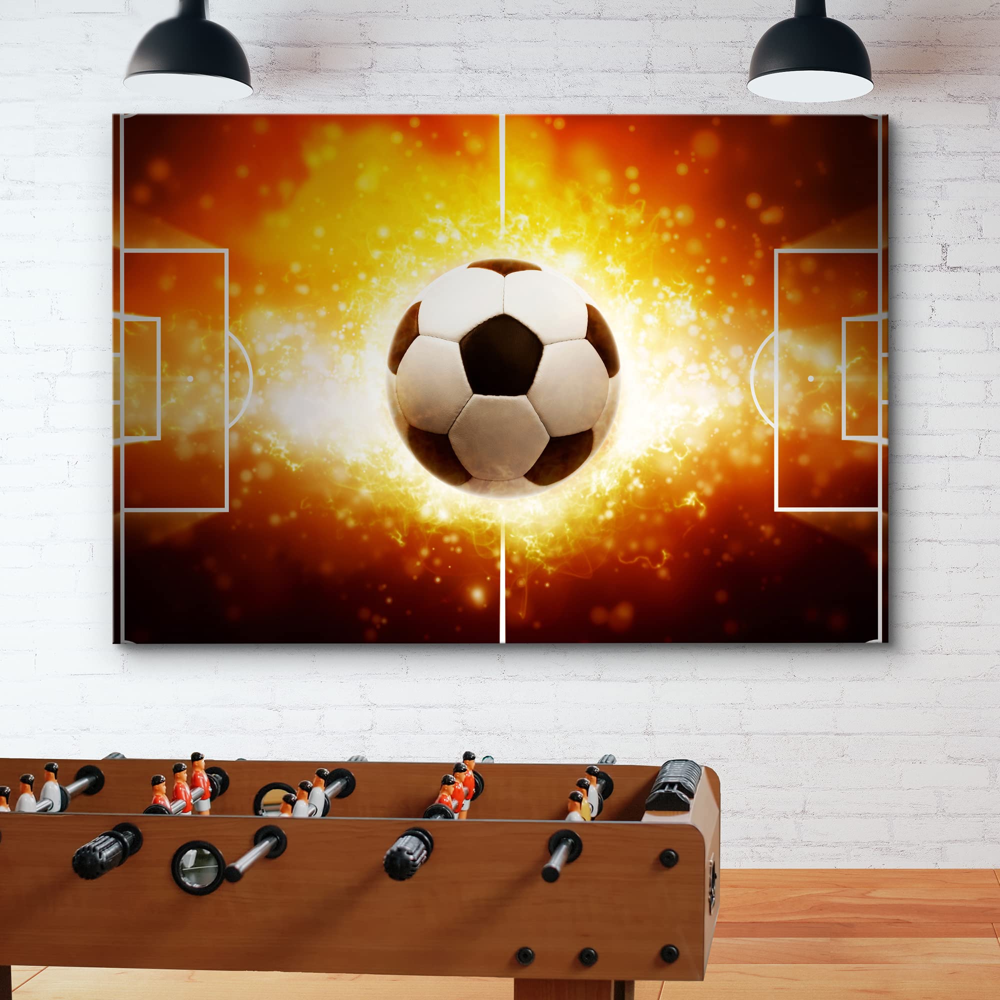 Wall26 Canvas Print Wall Art Blazing Fire Vibrant Soccer Ball World Cup Boys Room Decor Sports Fitness Photography Realism Decor