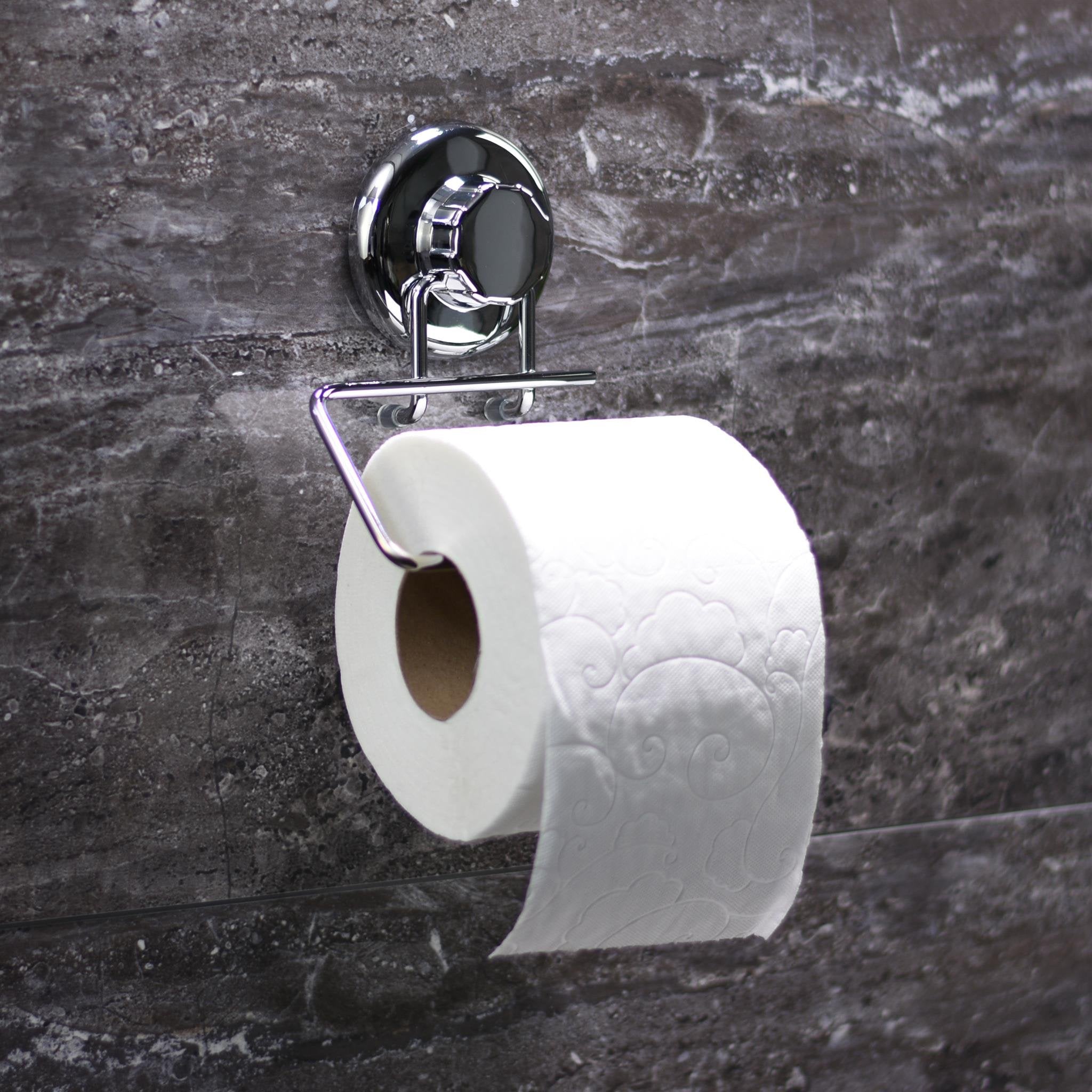 Hasko Accessories - Powerful Vacuum Suction Cup Toilet Paper Holder - Wall Mount Stainless Steel Tissue Roll Dispenser For Bathr