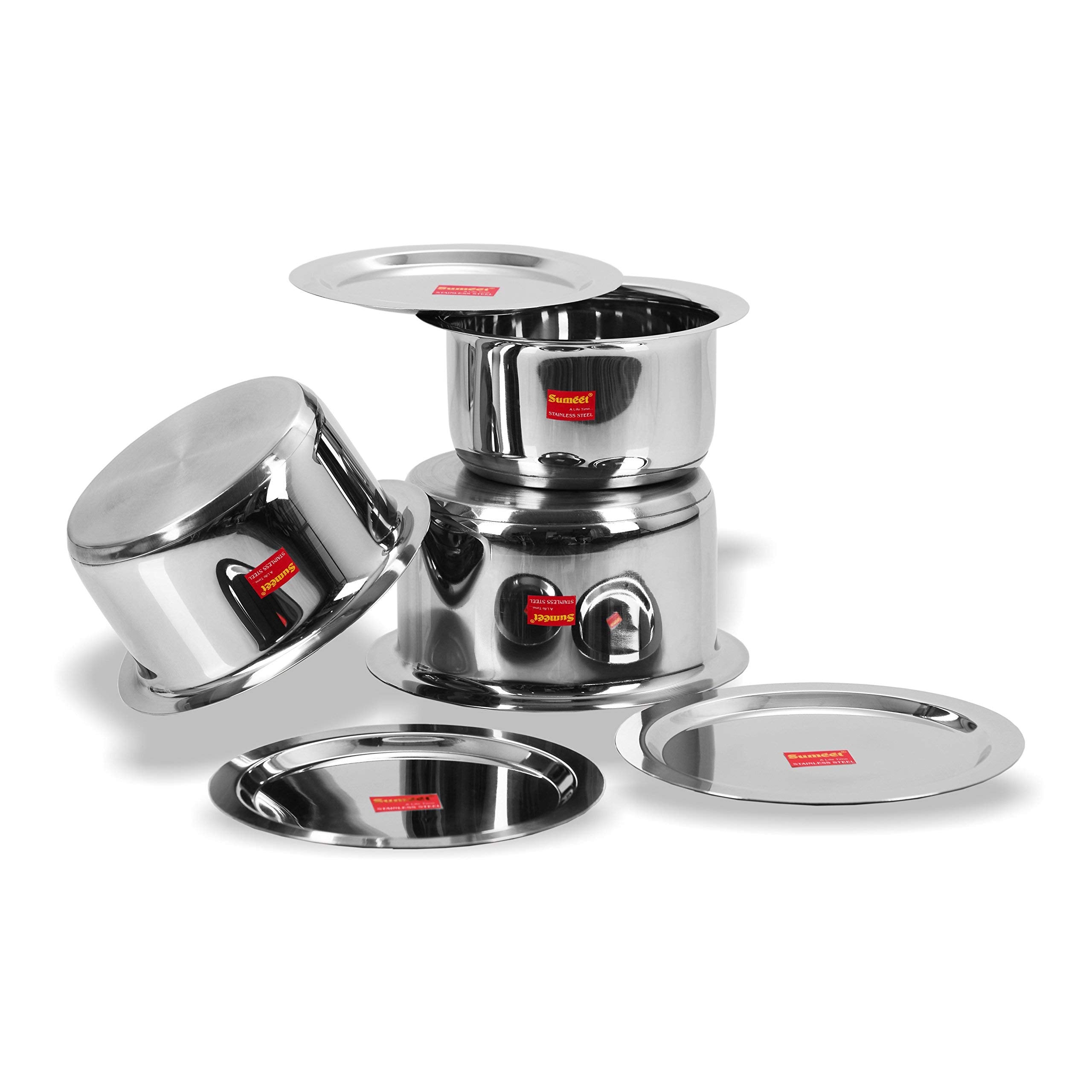 Sumeet 3 Pcs Stainless Steel Induction Bottom (Encapsulated Bottom) Induction & Gas Stove Friendly Container Set/Tope/Cookware S