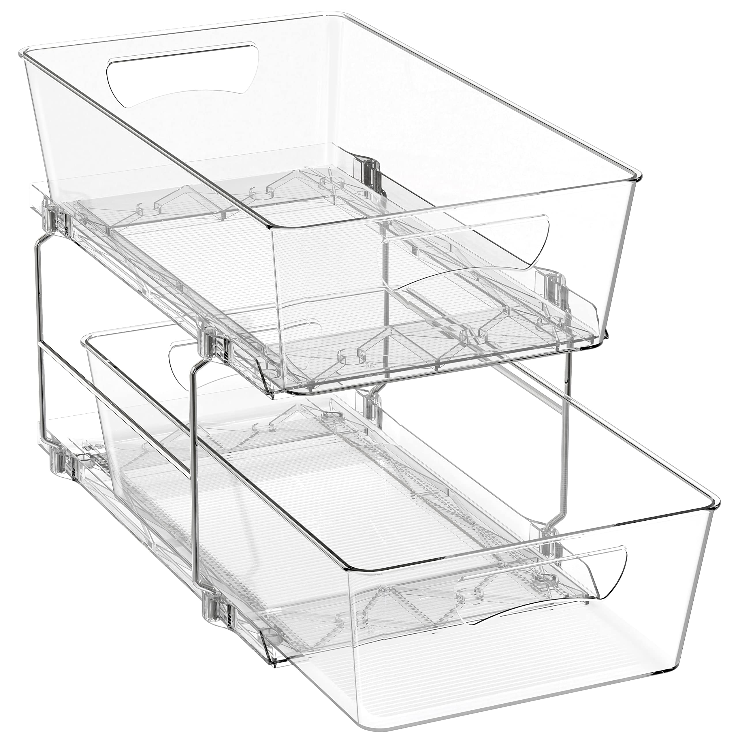 Simple Houseware 2 Tier Basket Drawer Cabinet PullOut Organizer, Clear