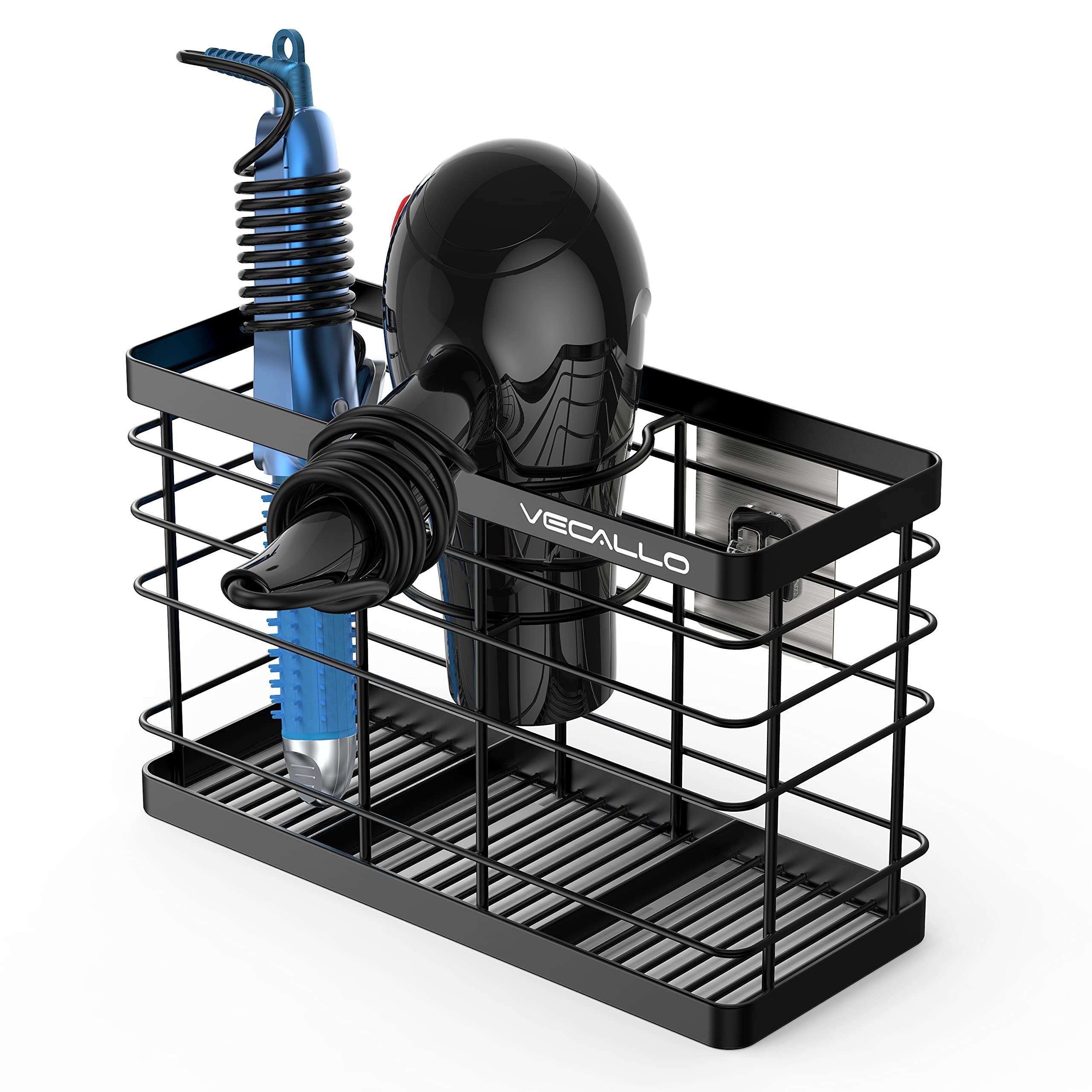 Vecallo Hair Dryer Holder - Hair Tool Organizer Wall Mount/Adhesive Blow Dryer Holder/Curling Iron Holder Cabinet Door Bathroom