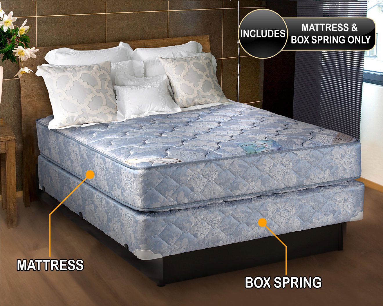 Dream Solutions Usa Chiro Premier Orthopedic (Blue Color) Full Size (9X54X75) Mattress And Box Spring Set - Fully Assembled, Goo