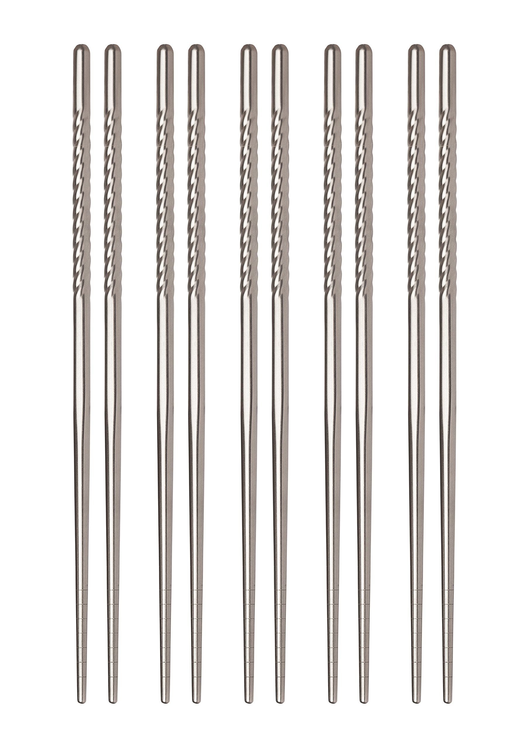 Helen?S Asian Kitchen Chopsticks, 9-Inches, 5-Pair, Stainless Steel