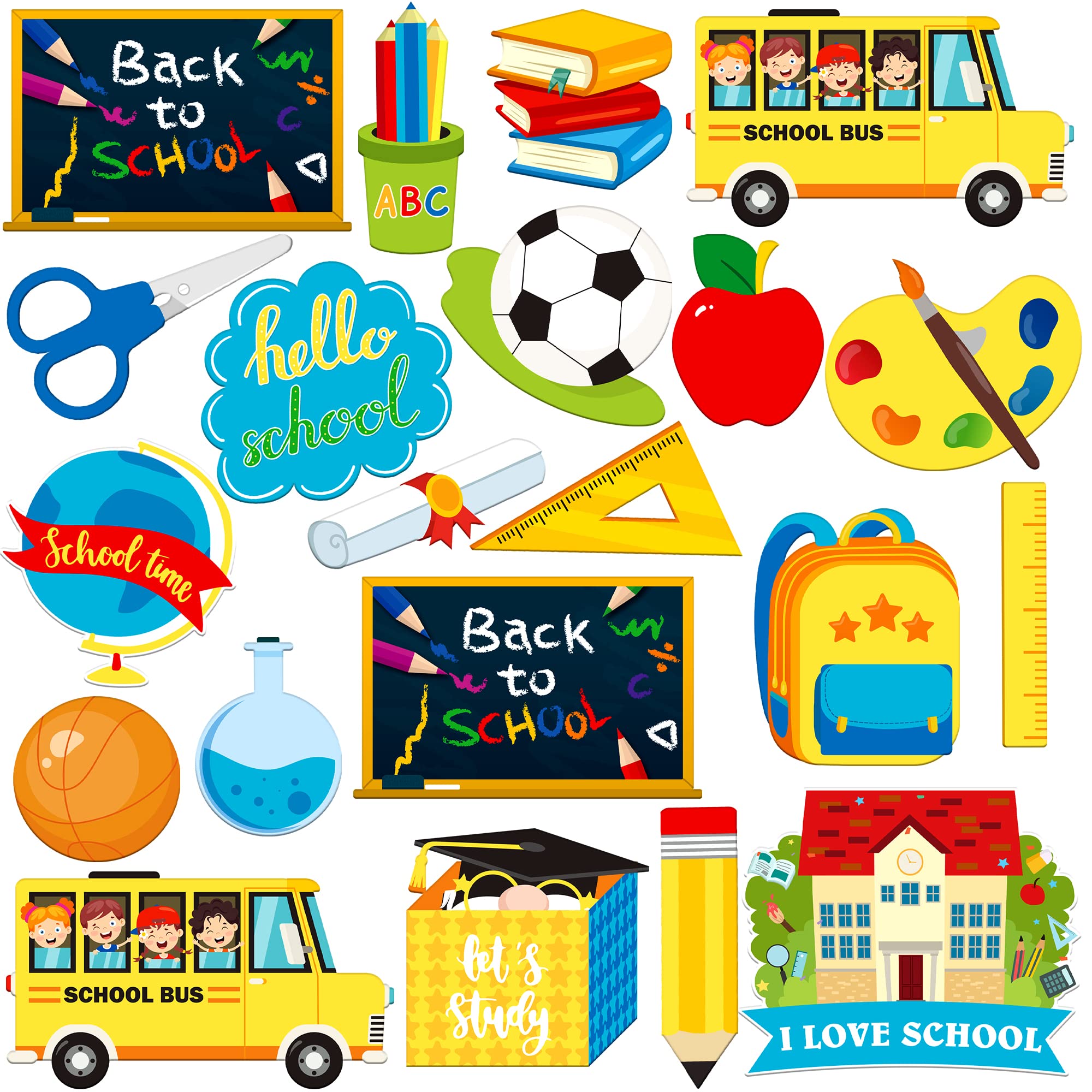 Katchon, Colorful Back To School Photo Booth Props - Big, Pack Of 20 | Back To School Props For Welcome Back To School Decoratio