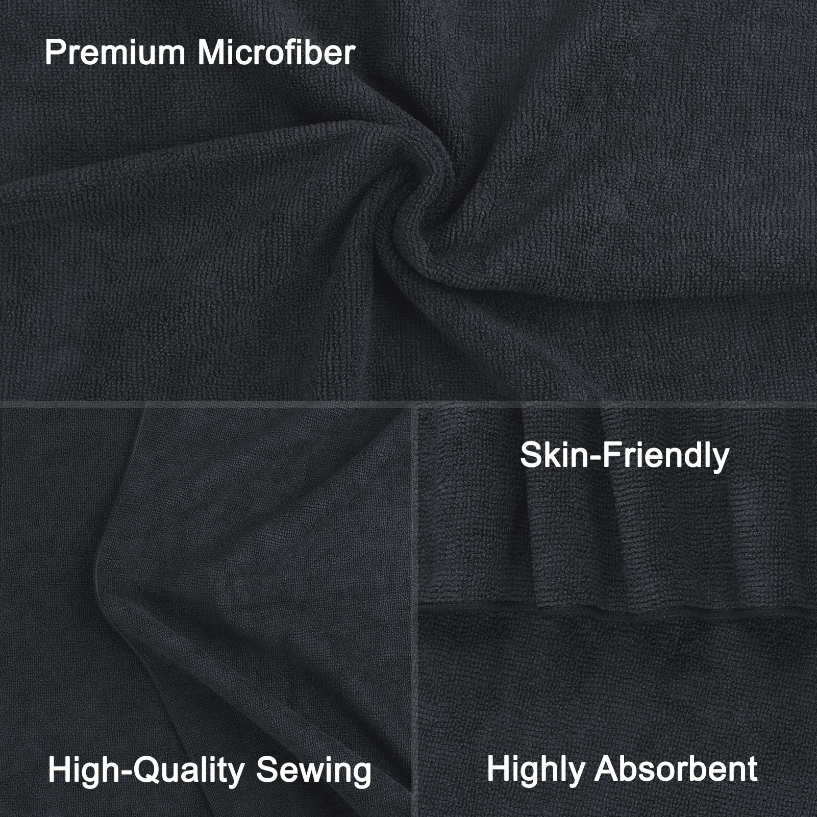 Orighty Black Salon Towel, Pack of 12(Not Bleach Proof, 16 x 27 Inches) Super Soft and Absorbent Microfiber Towels for Salon, Ha