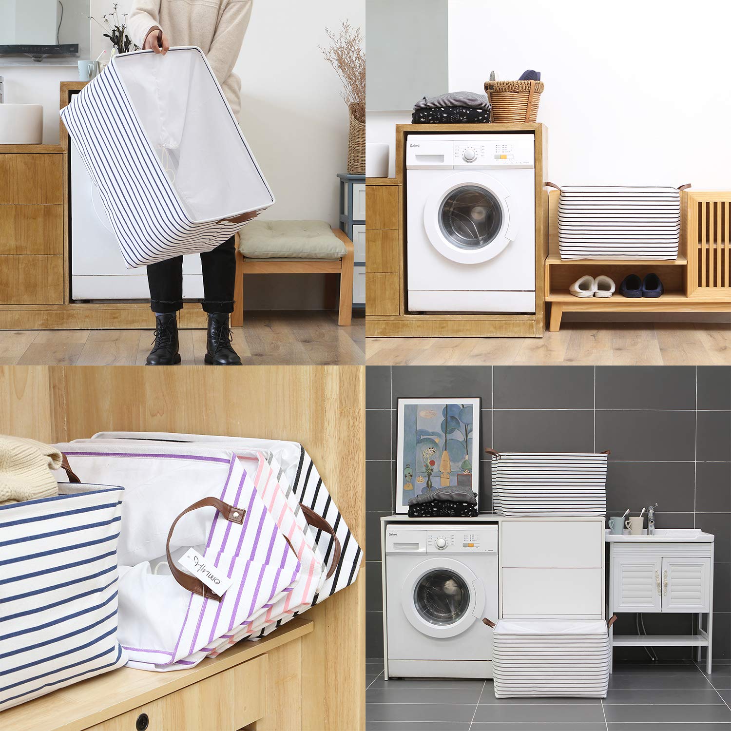 Hinwo 70L Extra Large Storage Bins, 2-Pack Closet Organizers And Storage, Foldable Clothes Storage Baskets With Handles, Contain
