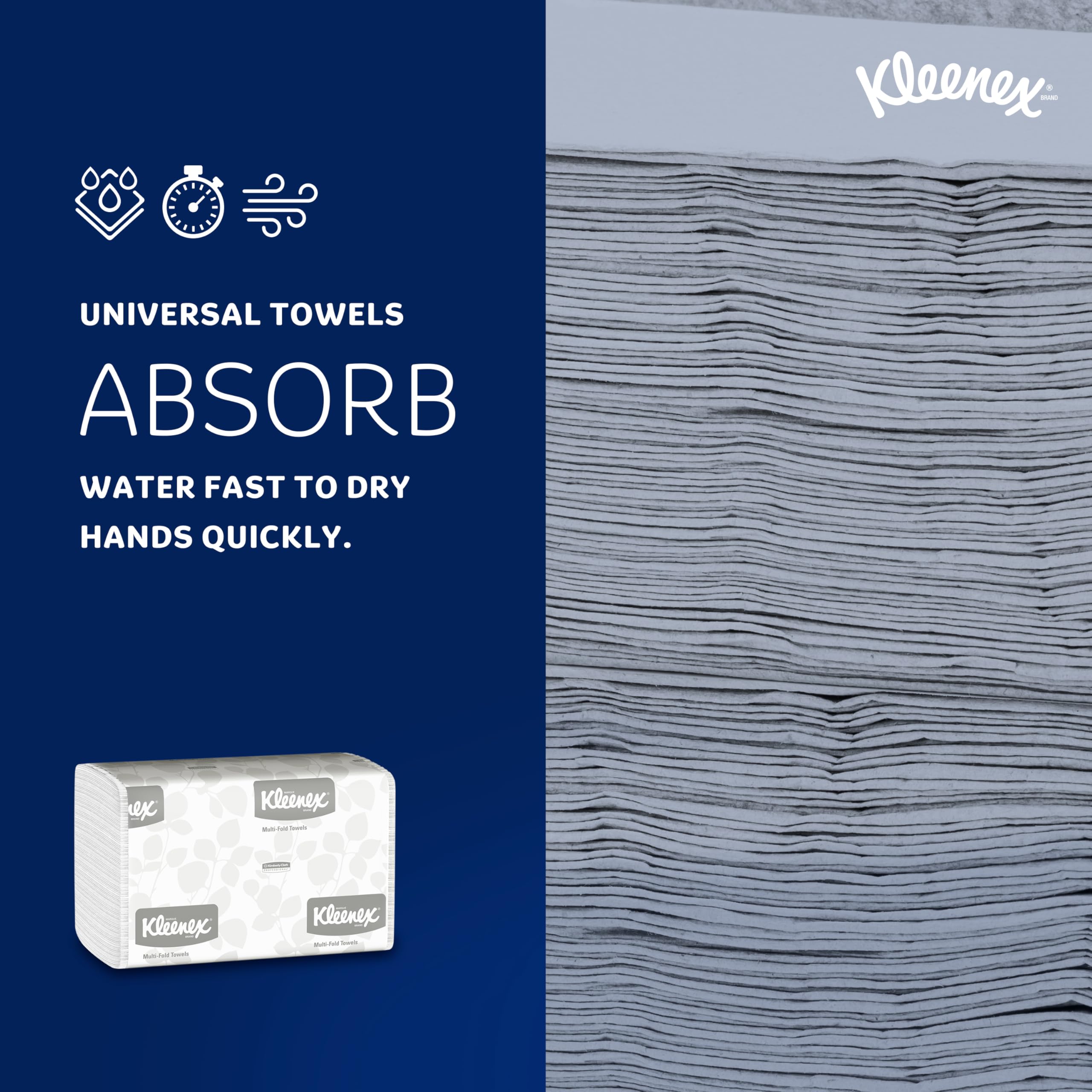 Kleenex Multifold Paper Towels (01890), 1-Ply, 9.2  X 9.4  Sheets, White, (150 Sheets/Pack)