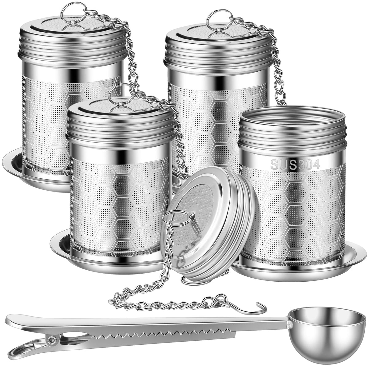 Umigy 4 Pcs Tea Infuser Tea Strainers For Loose Tea With Scoop, Extra Fine Mesh Tea Steeper 304 Stainless Steel Tea Diffuser Tea