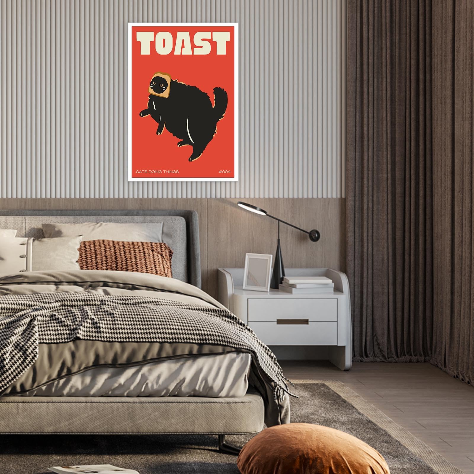 Tyohu Funny Black Cat Bread Kitchen Canvas Wall Art Cute Quirky Cat Doing Things Toast Posters Cat Lover Gifts Funky Pet Animal
