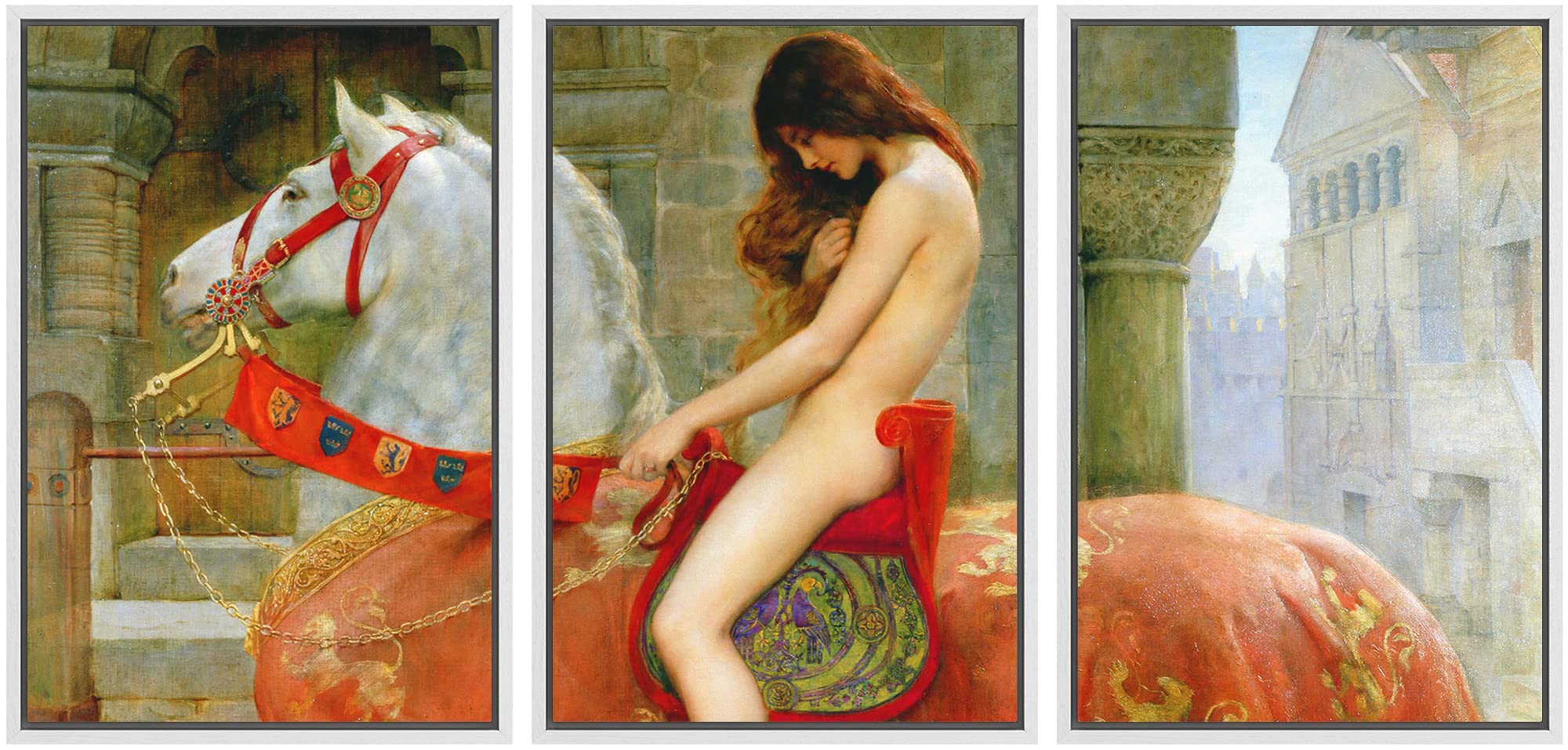 Wall26 Framed Canvas Print Wall Art Set Lady Godiva By John Collier Cultural Historic Oil Painting Fine Art Reproduction Scenic