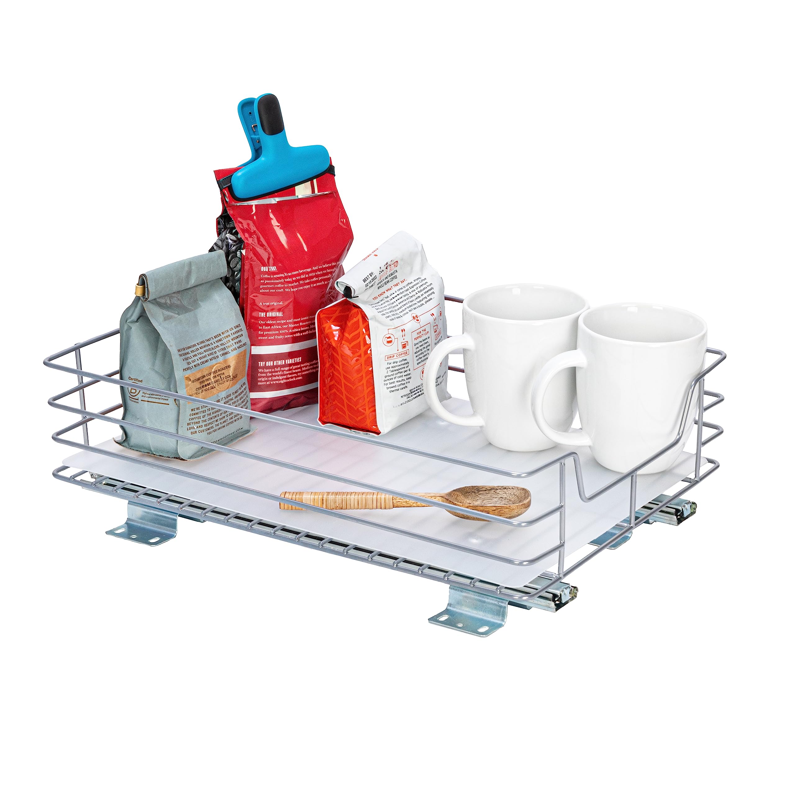 Household Essentials Sliding Pantry Organizer,4.92'' H X 12.01'' W X 15.94'' D,Perfect Kitchen Organization Solution, Durable Po