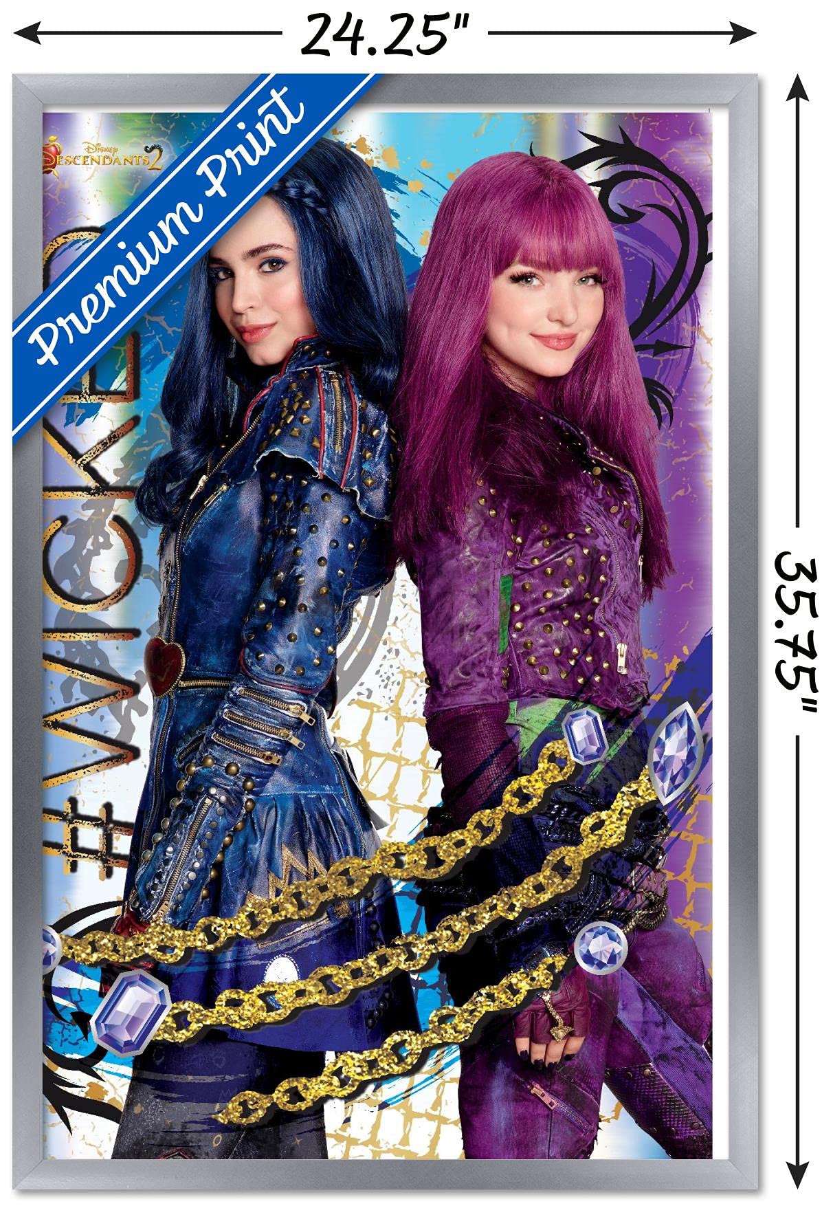 Trends International Disney Descendants 2 - Wicked Wall Poster, 22.375'' X 34'', Silver Framed Version