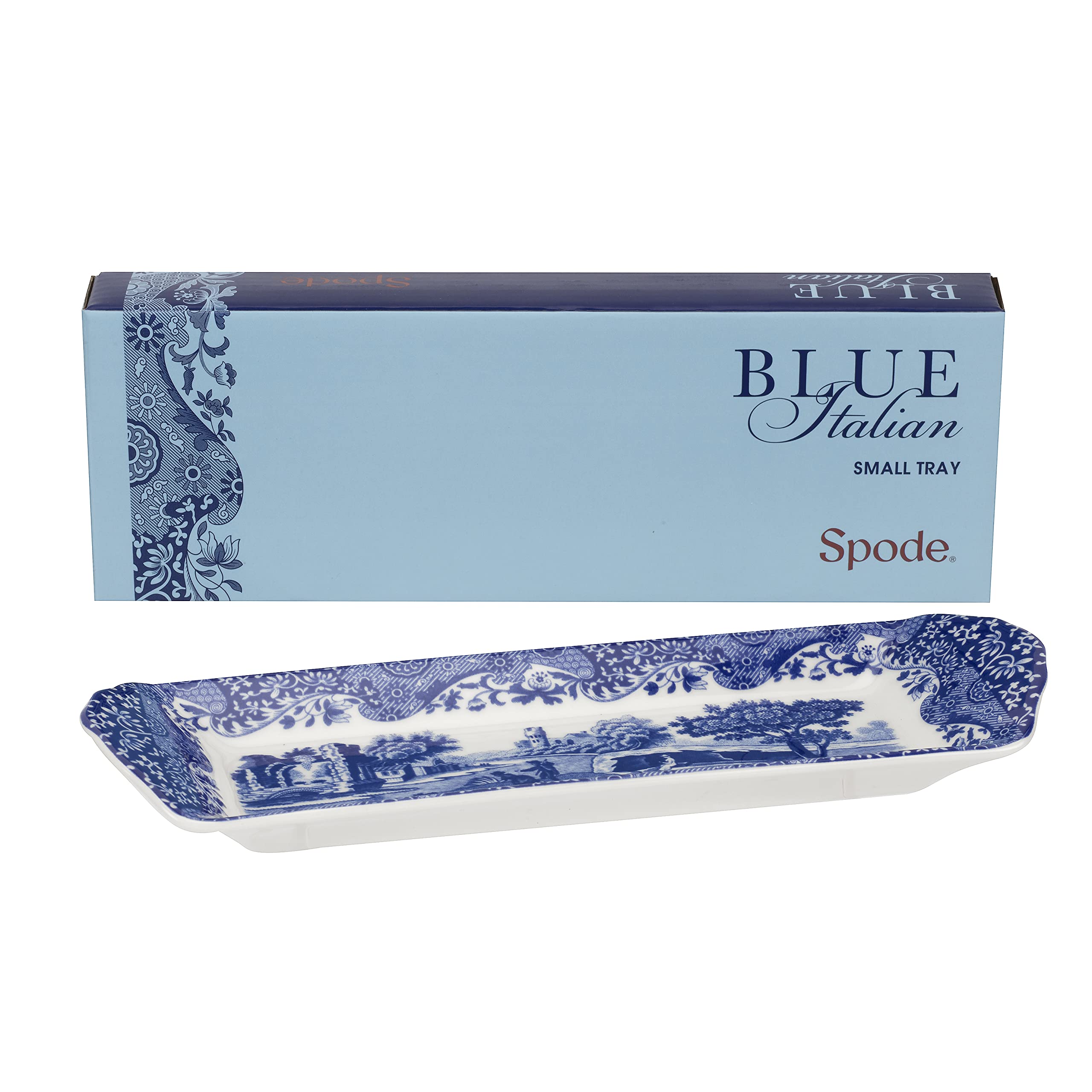 Portmeirion Blue Italian Small Tray | Serving Platter For Tea Sandwiches, Desserts, And Appetizers | Porcelain | Measures 9-Inch