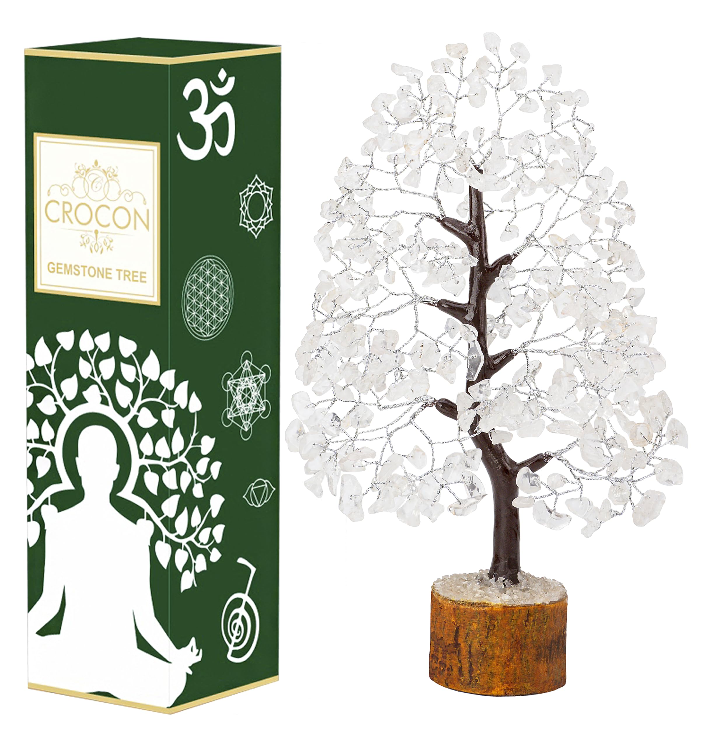 Clear Quartz Gemstone Tree of Life - Handmade Crystal Tree for Positive Energy, Chakra Money Tree Bonsai - Feng Shui Decor, Heal