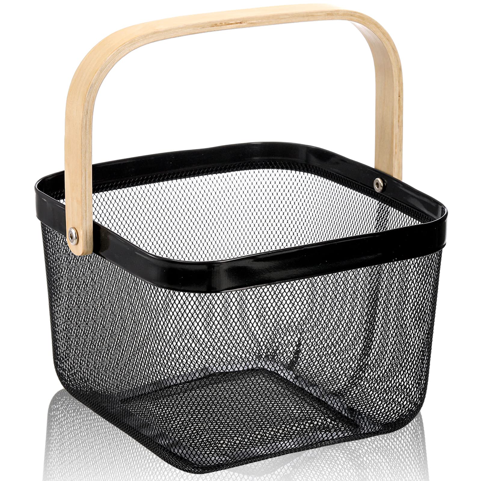 Zeayea Mesh Steel Fruit Basket Bin With Handle, Multi-Functional Hanging Storage Organizer Garden Harvest Basket, Metal Wire Kit