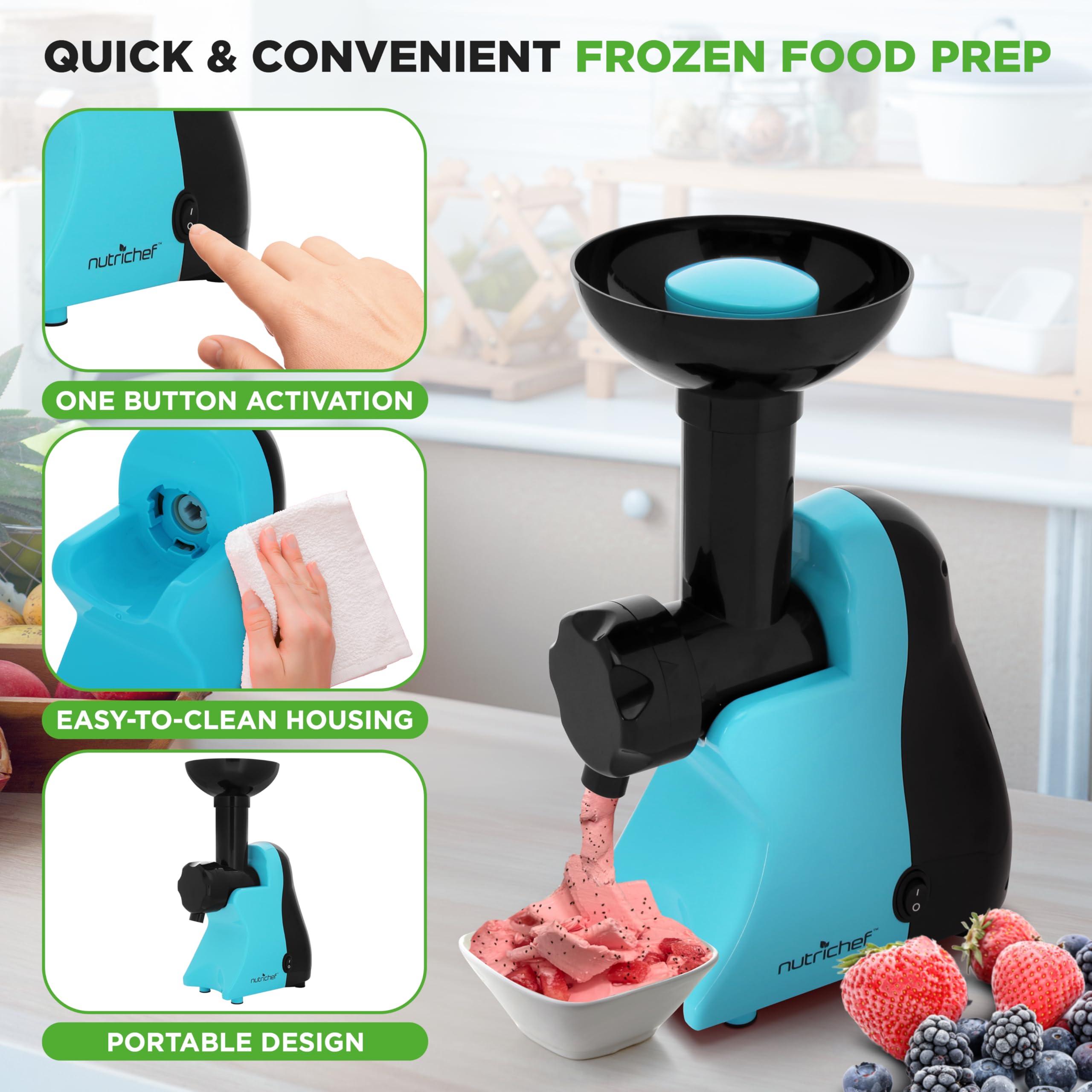 Nutrichef Electric Frozen Fruit Dessert Maker - Fruit Sorbet Machine - Make Ice Cream, Dessert, Gelato, Smoothies, Slushies & Fr