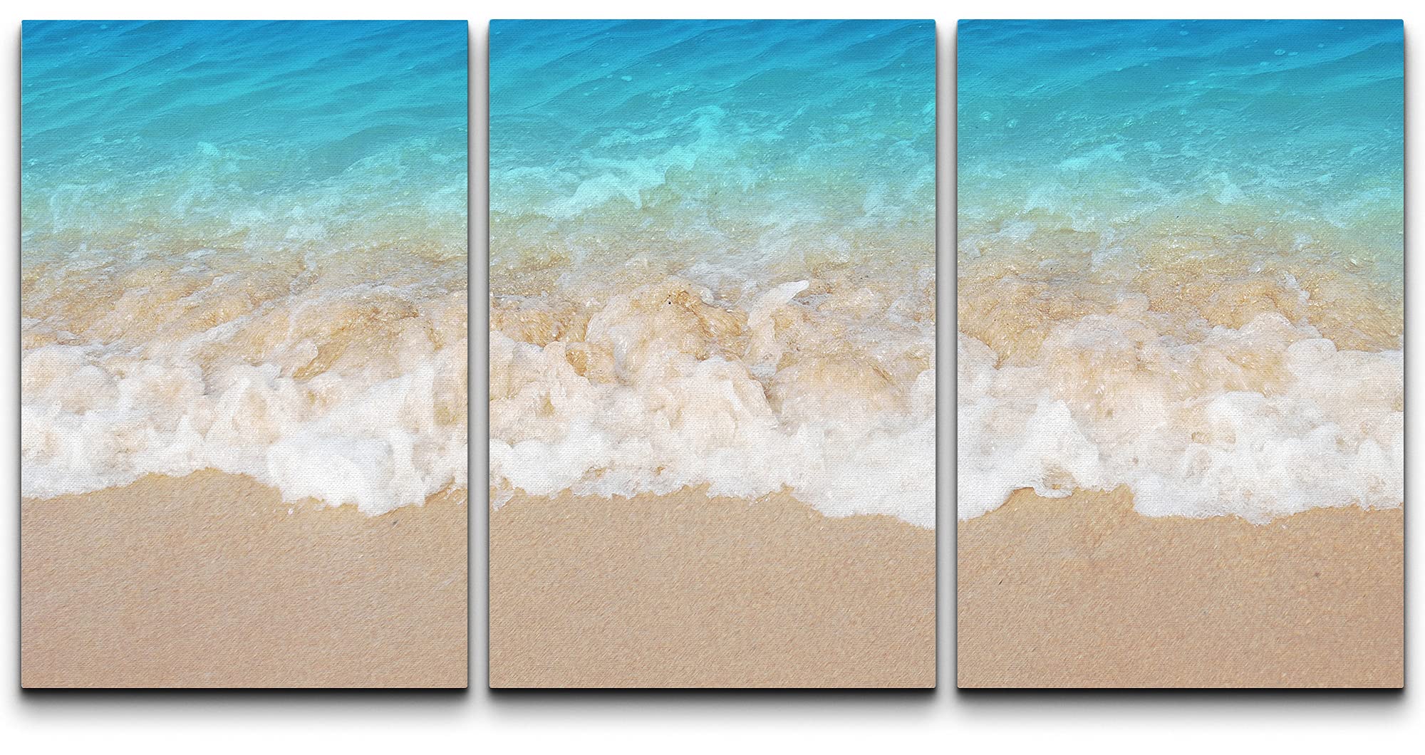 Wall26 Canvas Print Wall Art Set Blue Waves & Seafoam On Beach Shore Nature Wilderness Photography Realism Rustic Landscape Colo
