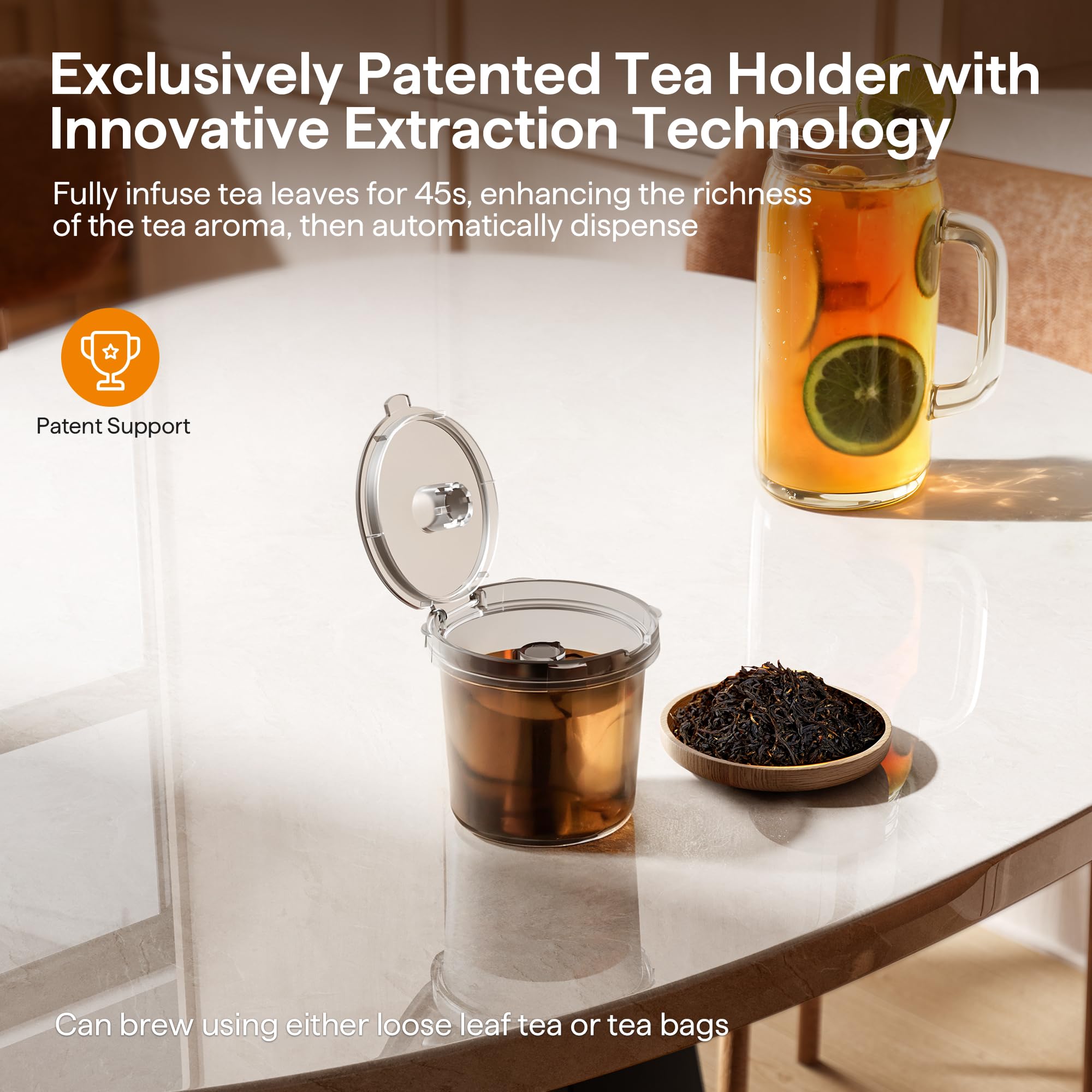 Tastyle Coffee and Tea Maker with 4 Brew Styles, 3 in 1 Single Serve Brewer for K Cup, Grounds & Tea, Cream