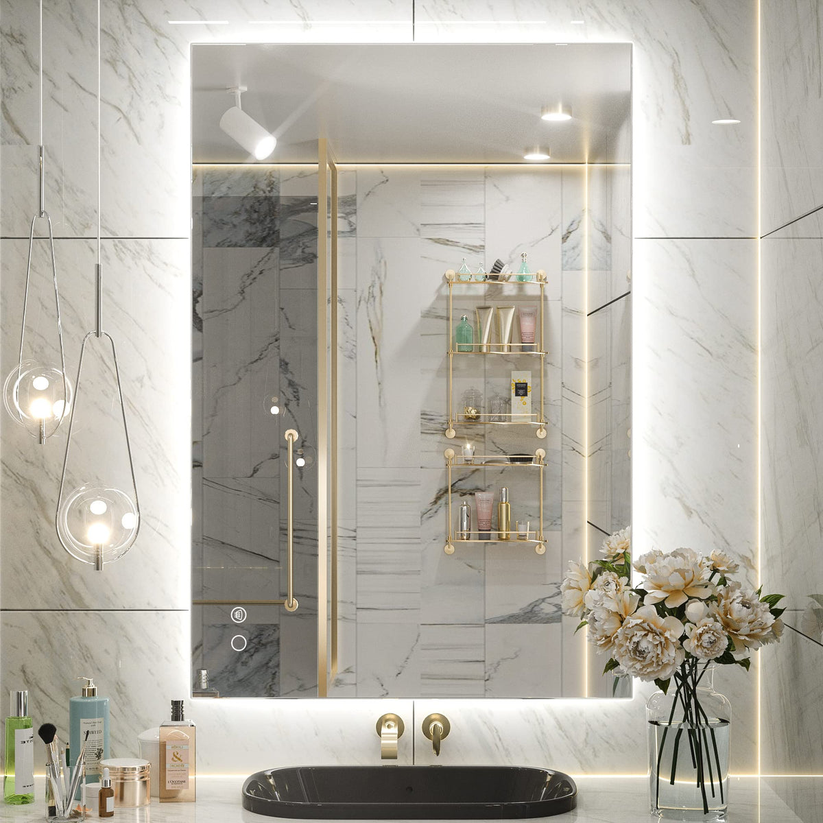 Keonjinn Backlit Mirror Bathroom 24 Inch Led Mirror, Acrylic Bathroom Mirror With Lights Anti Fog Lighted Mirror Dimmable Backli