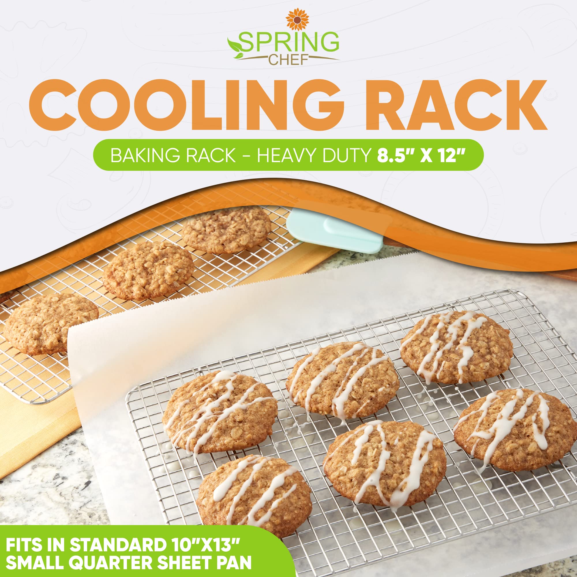 Spring Chef Cooling Rack & Baking Rack - 100% Stainless Steel Cookie Cooling Racks, Wire Rack For Baking, 8.5 X 12 Inches Fits S
