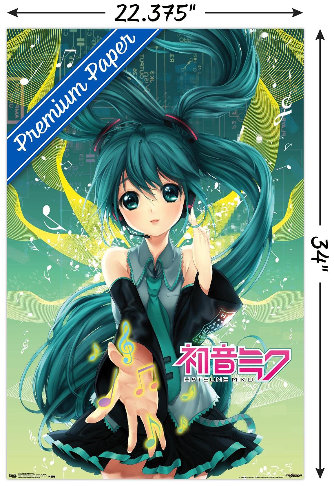 Trends International Hatsune Miku - Notes Wall Poster, 22.375'' X 34'', Premium Unframed Version