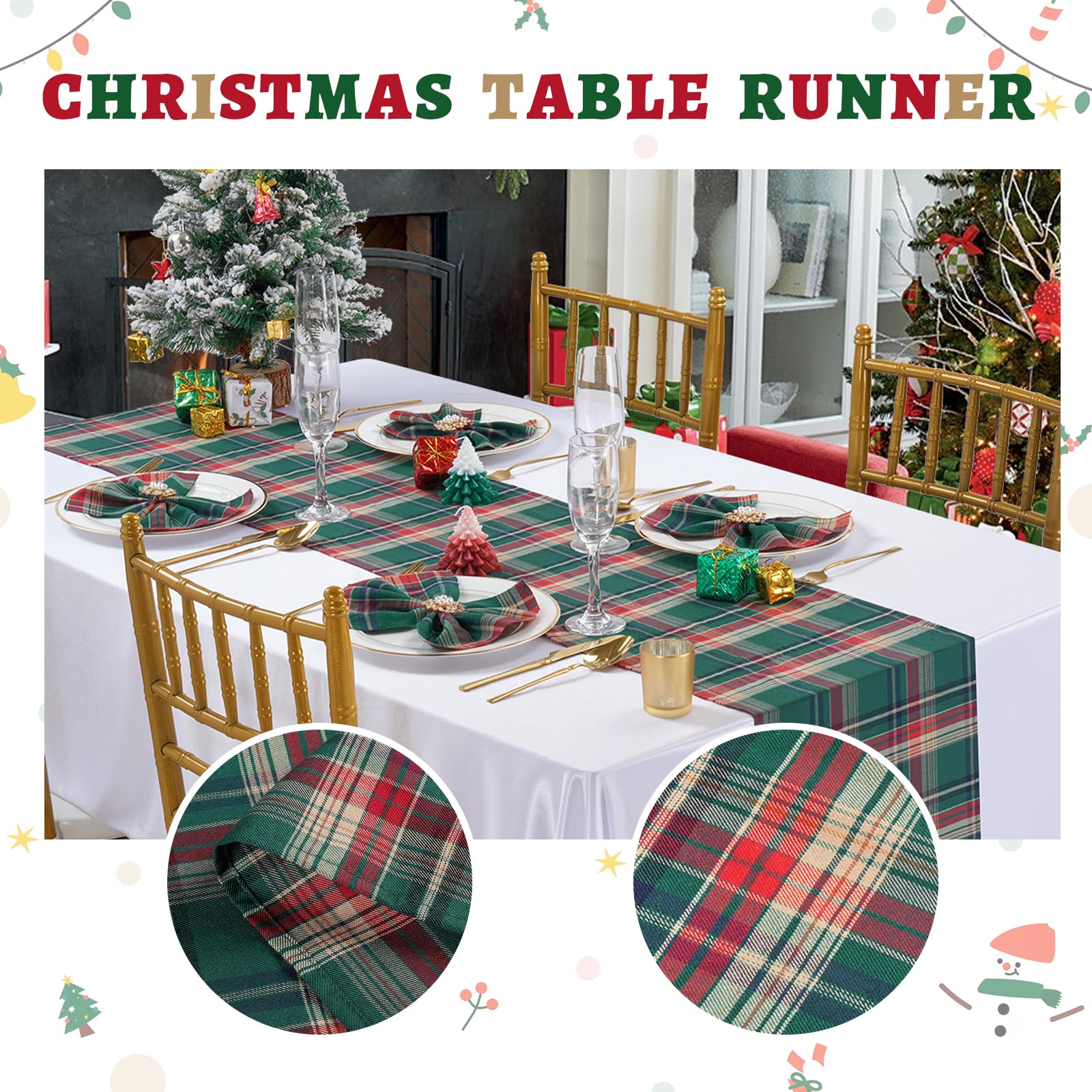 Pakiinno Christmas Tablecloth 57X84 Inch Green Plaid Tablecloth Checked Table Overlay For Christmas Holiday Party Farmhouse Fall